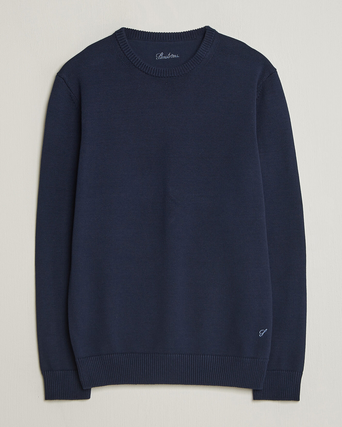 Herren | Pullover | Stenströms | Organic Cotton Knitted Sweater Navy