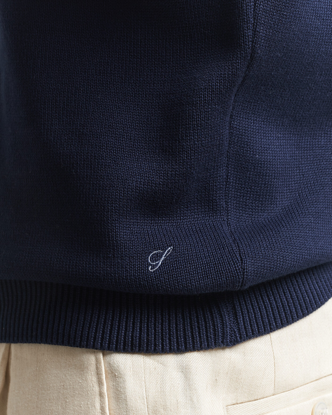Herren | Pullover | Stenströms | Organic Cotton Knitted Sweater Navy