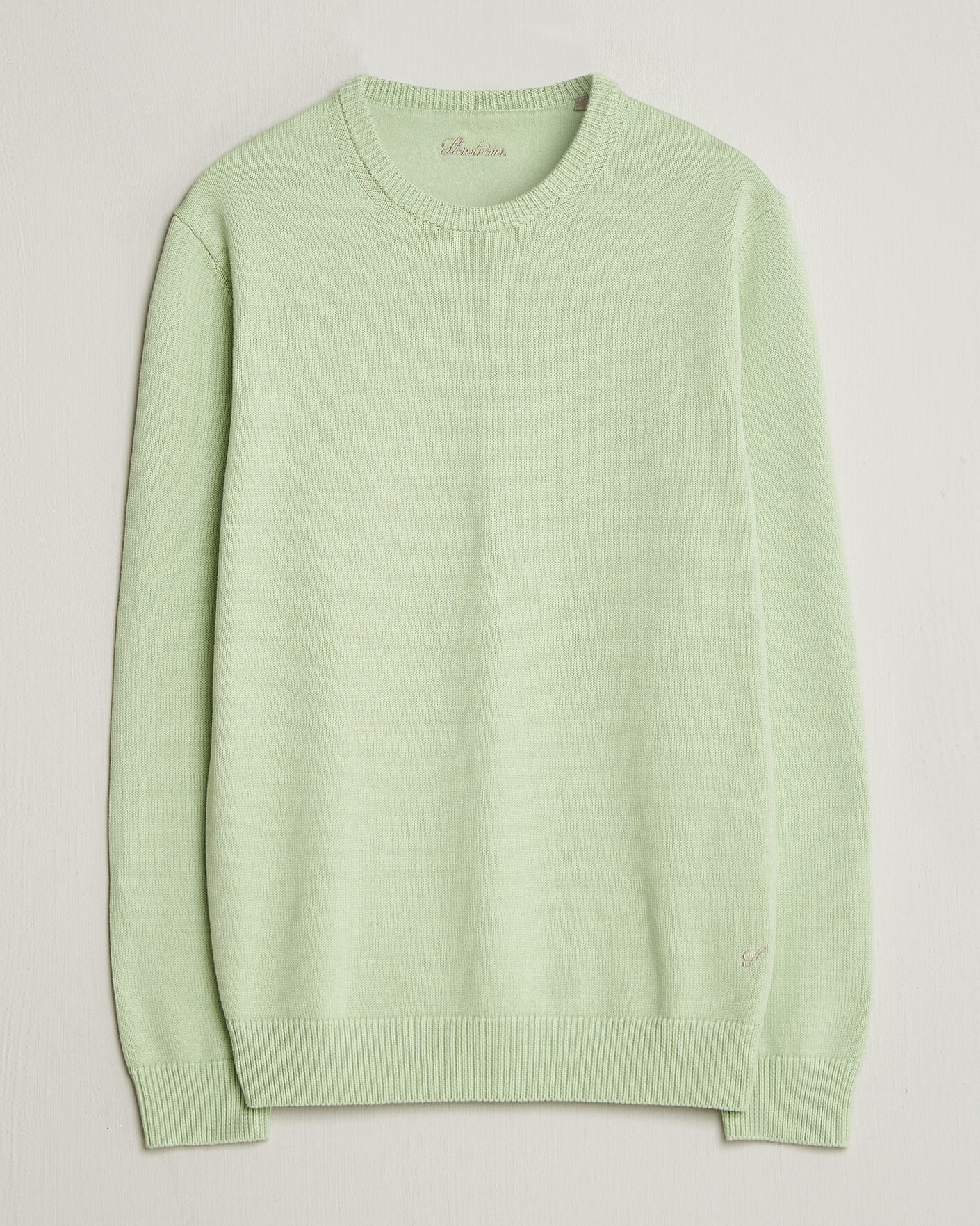 Herren | Pullover | Stenströms | Organic Cotton Knitted Sweater Light Green