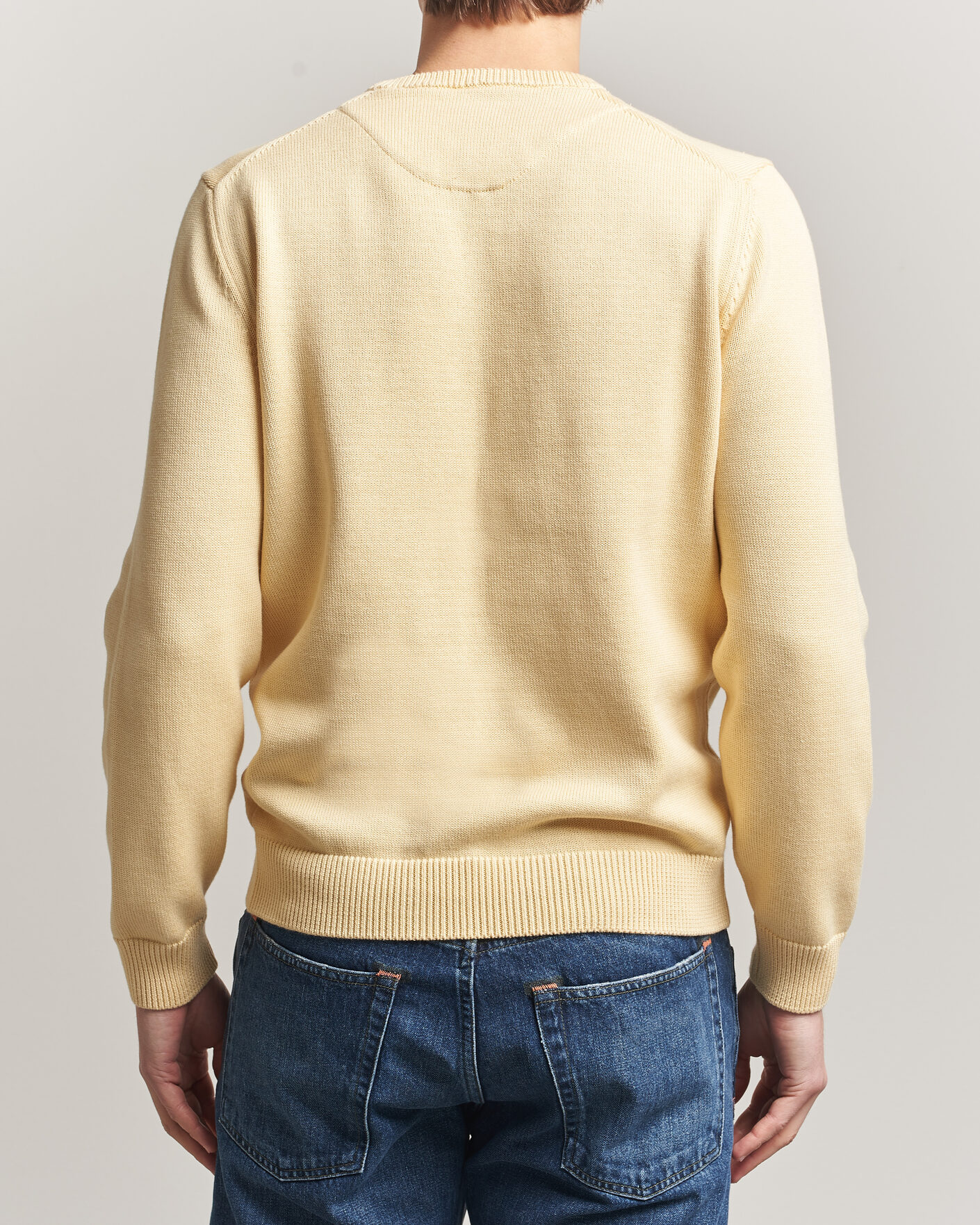 Herren | Pullover | Stenströms | Organic Cotton Knitted Sweater Light Yellow