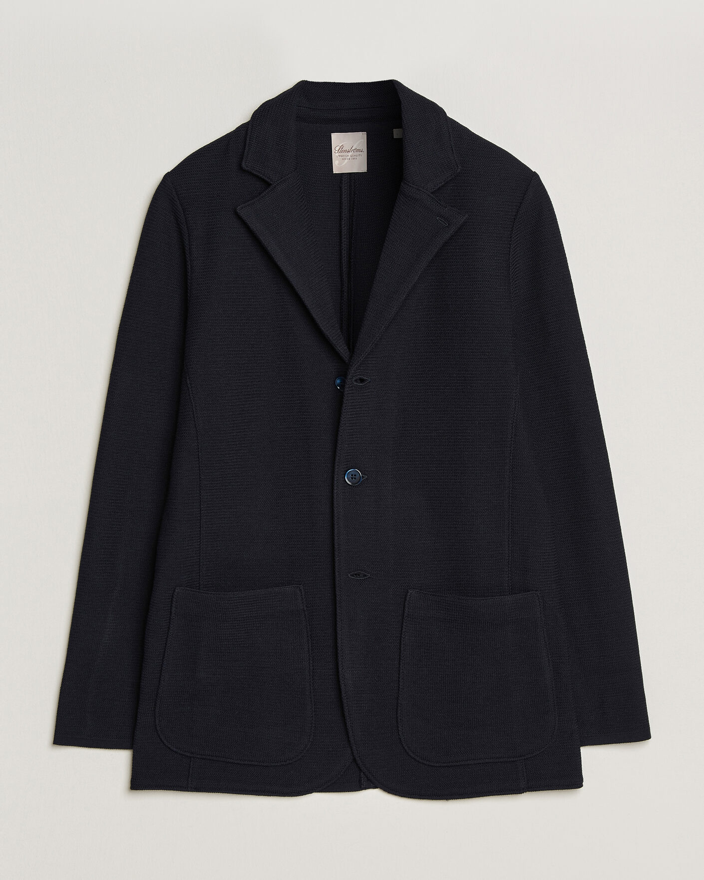 Herren | Sakkos | Stenströms | Milano Knitted Textured Blazer Navy