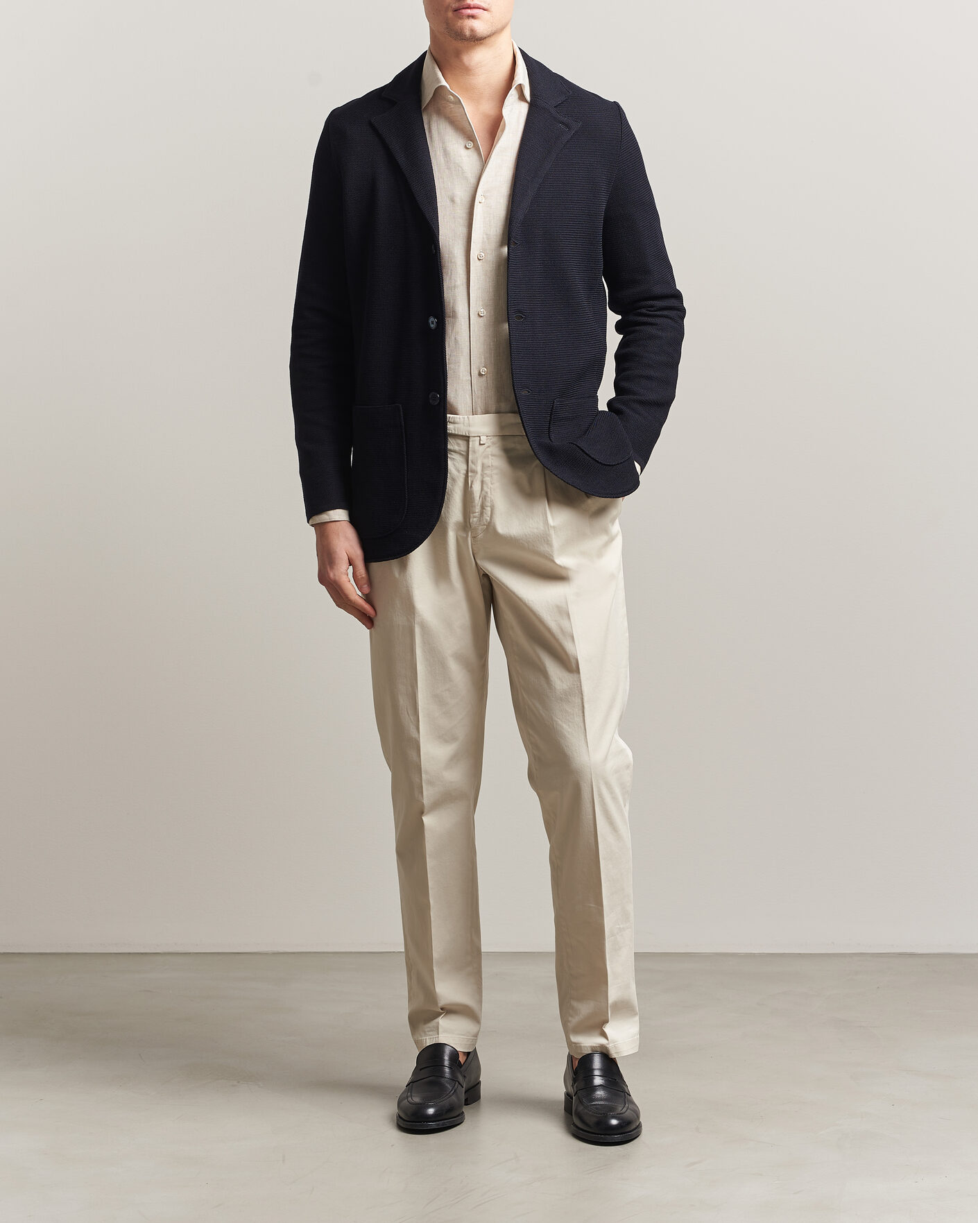 Herren | Sakkos | Stenströms | Milano Knitted Textured Blazer Navy