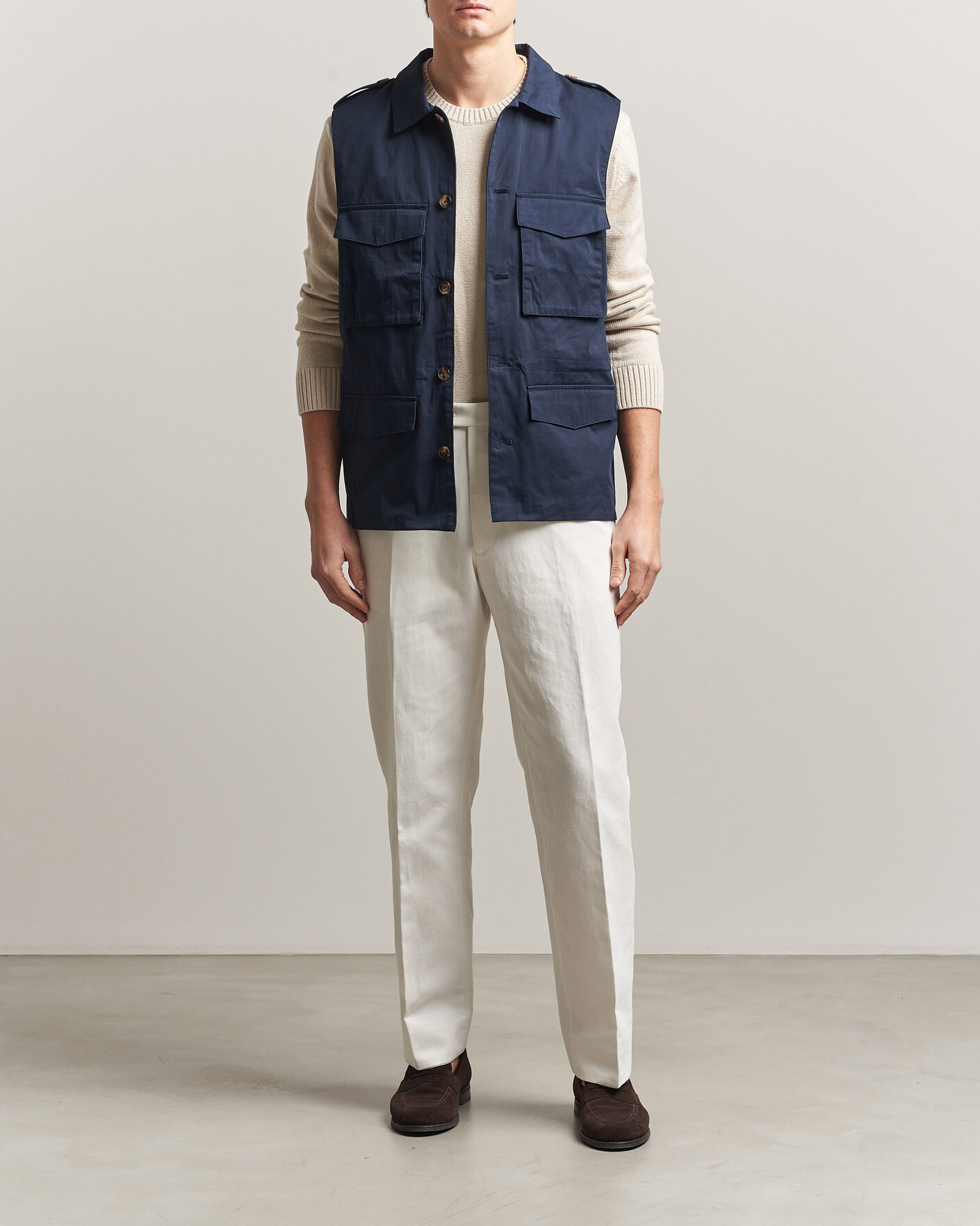 Herren | Westen | Stenströms | Cotton Twill Vest Navy