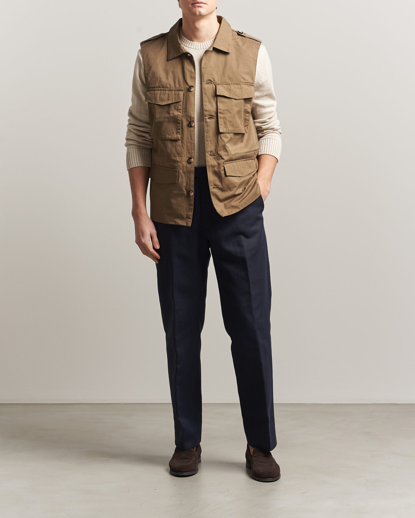 Herren | Westen | Stenströms | Cotton  Twill Vest Olive
