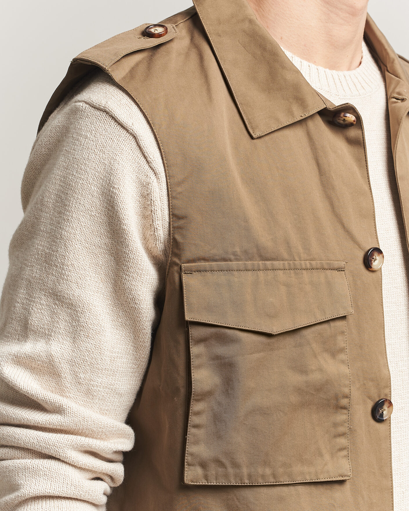 Herren | Westen | Stenströms | Cotton Twill Vest Olive