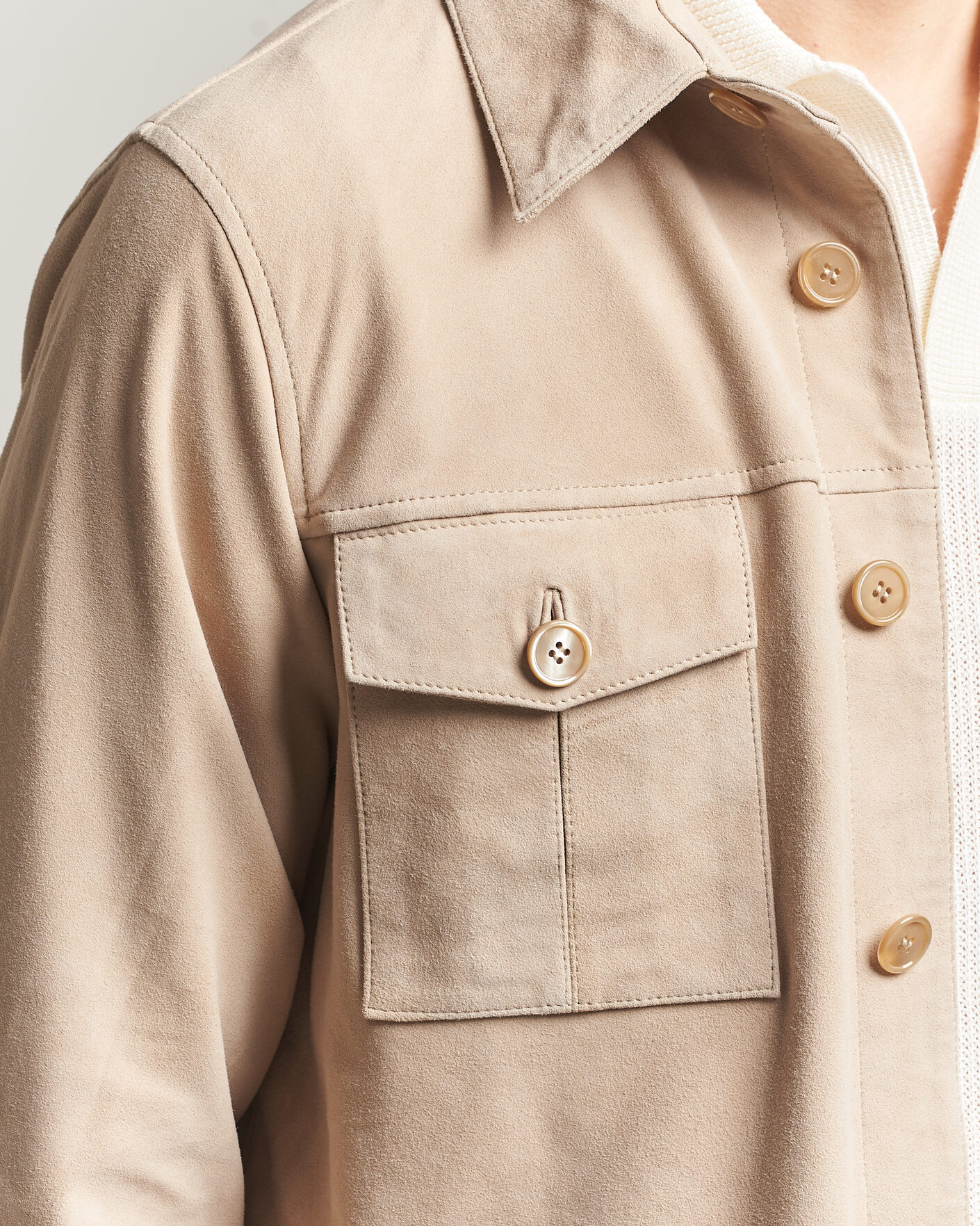 Herren | Jacken | Stenströms | Suede Pocket Overshirt Beige