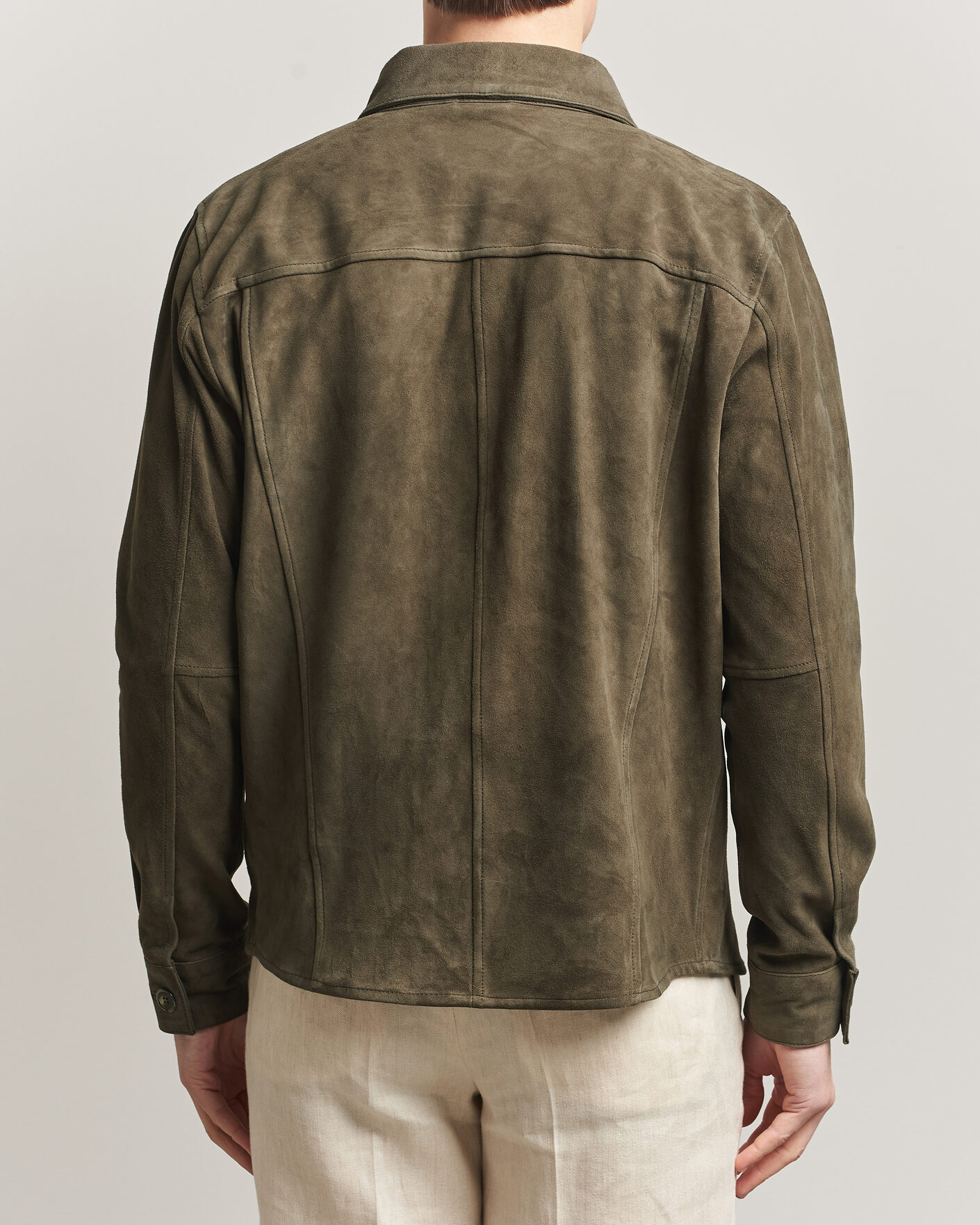 Herren | Jacken | Stenströms | Suede Pocket Overshirt Olive