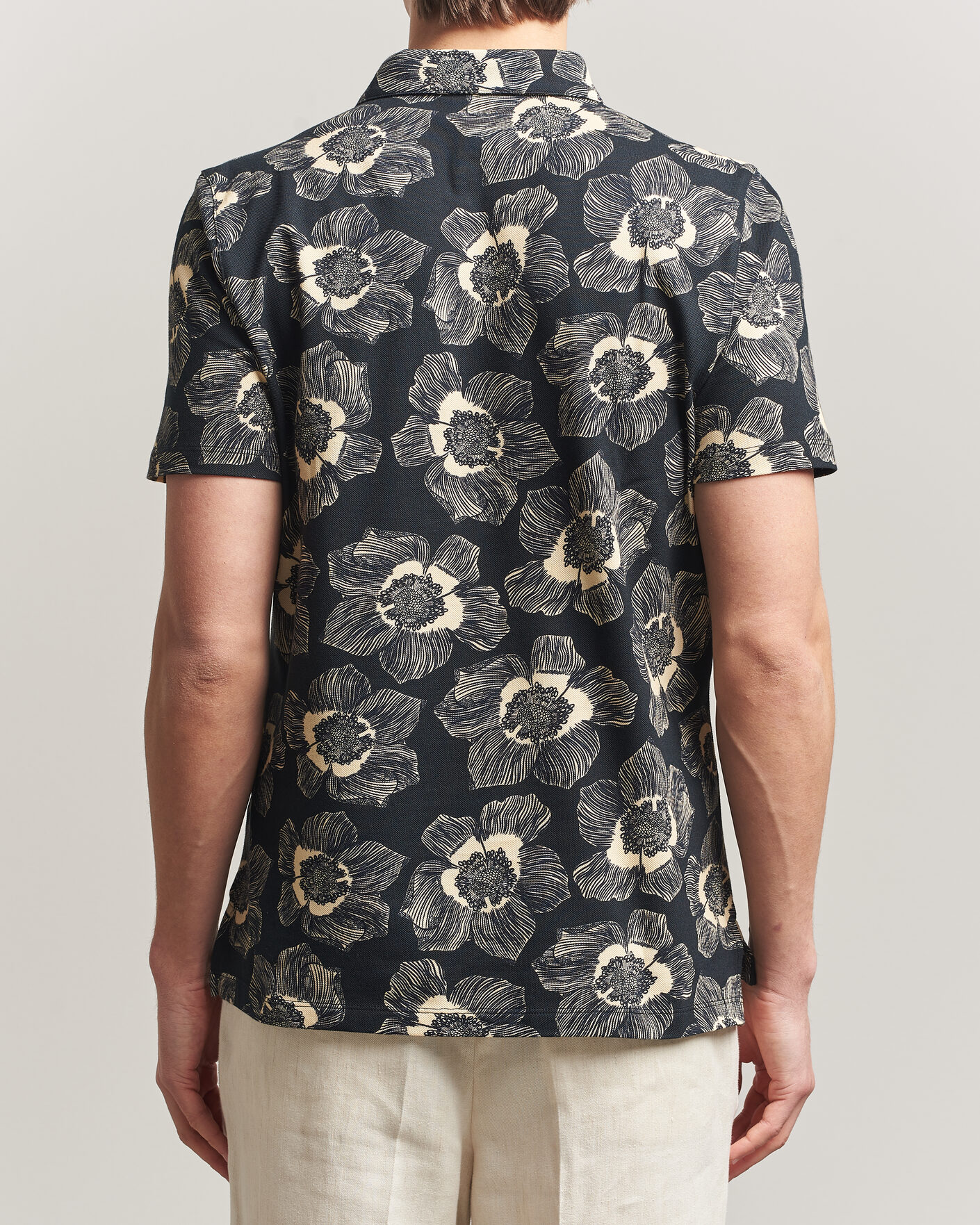 Herren | Poloshirts | Stenströms | Printed Cotton Polo Black