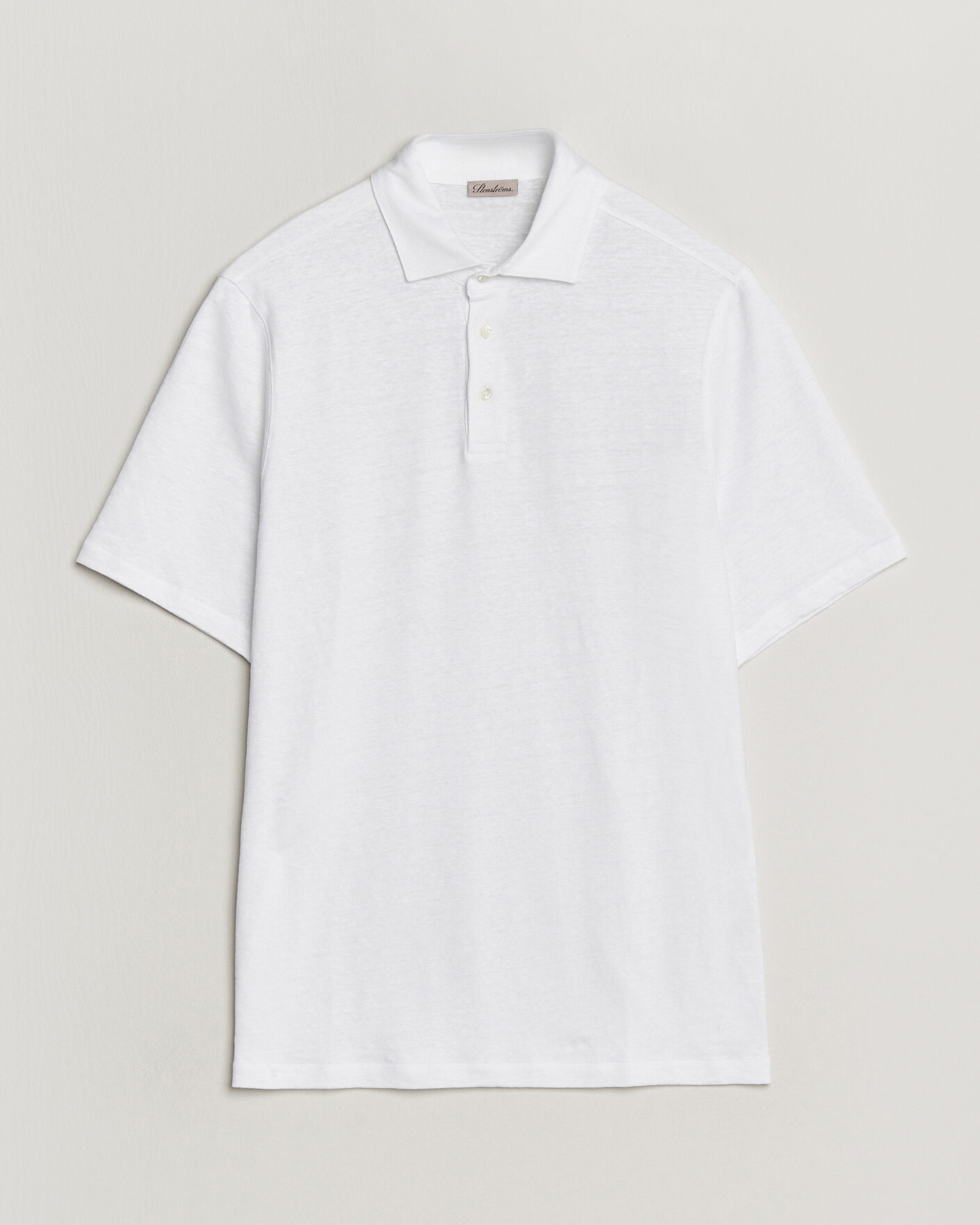 Herren | Poloshirts | Stenströms | Linen Polo Shirt White
