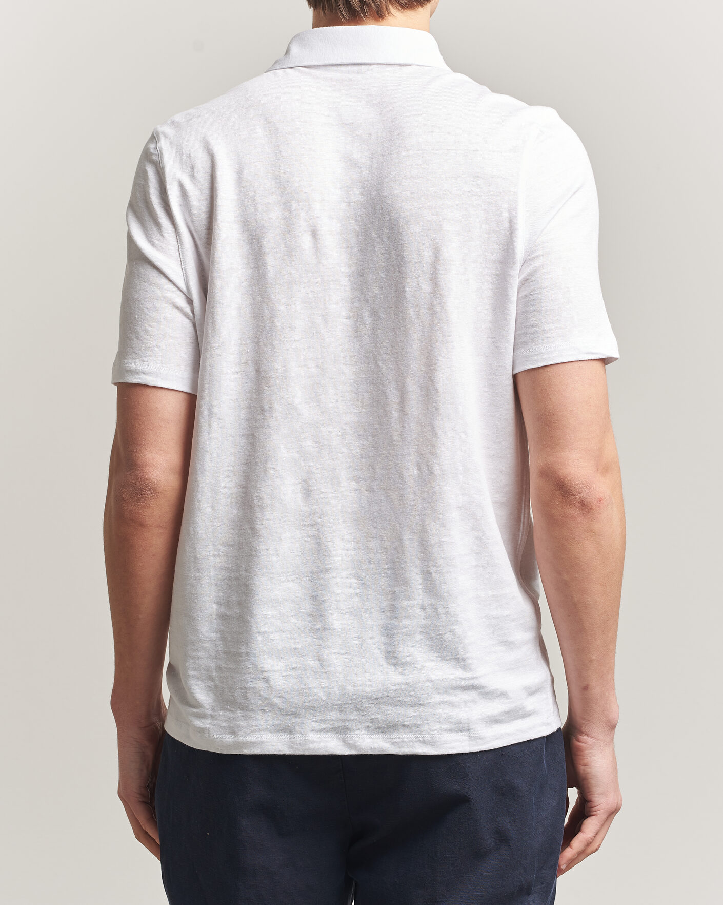 Herren | Poloshirts | Stenströms | Linen Polo Shirt White