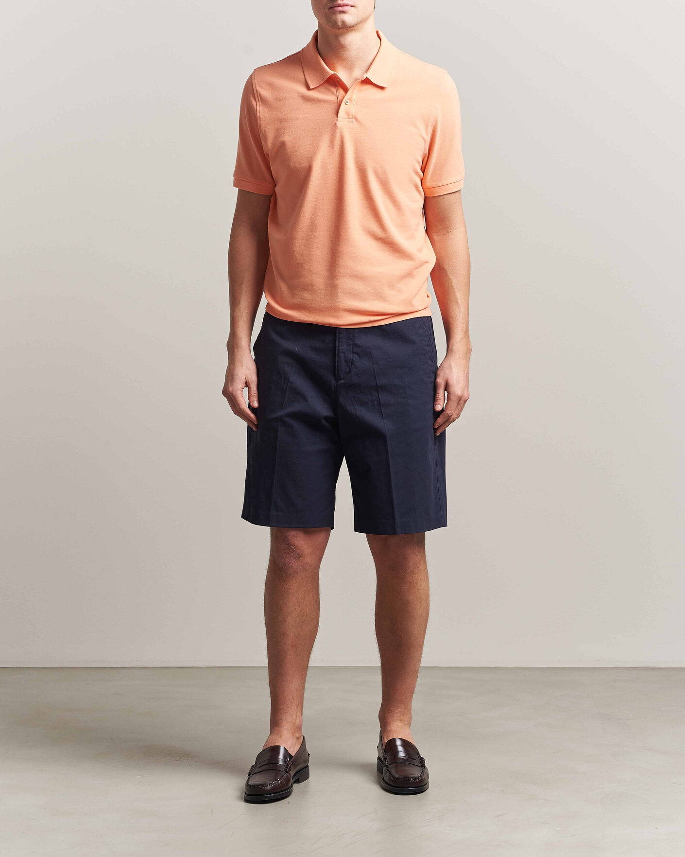 Herren | Poloshirts | Stenströms | Organic Cotton Piquet Polo Shirt Mandarin