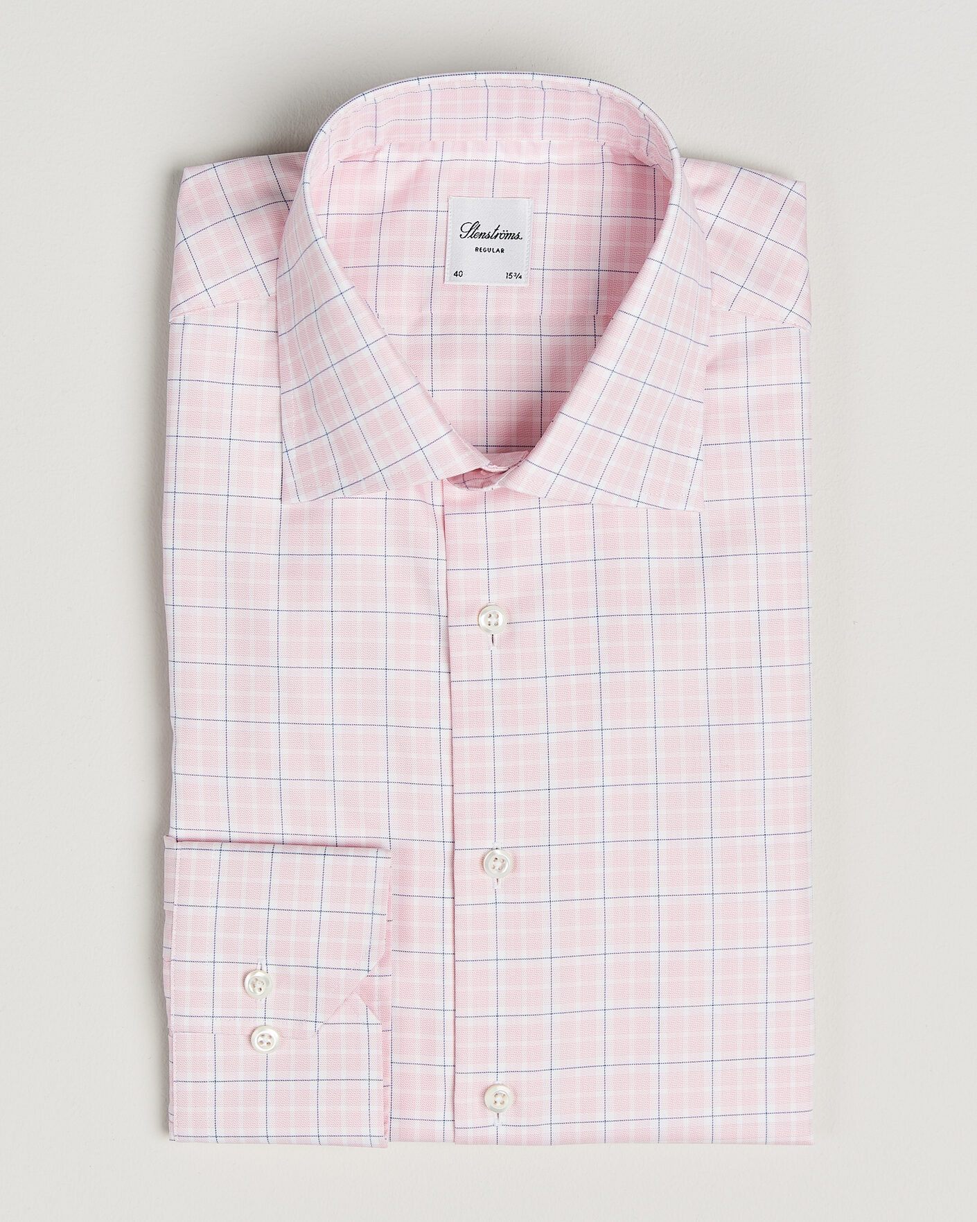 Herren | Hemden | Stenströms | Regular Fit Over Check Cotton Shirt Pink