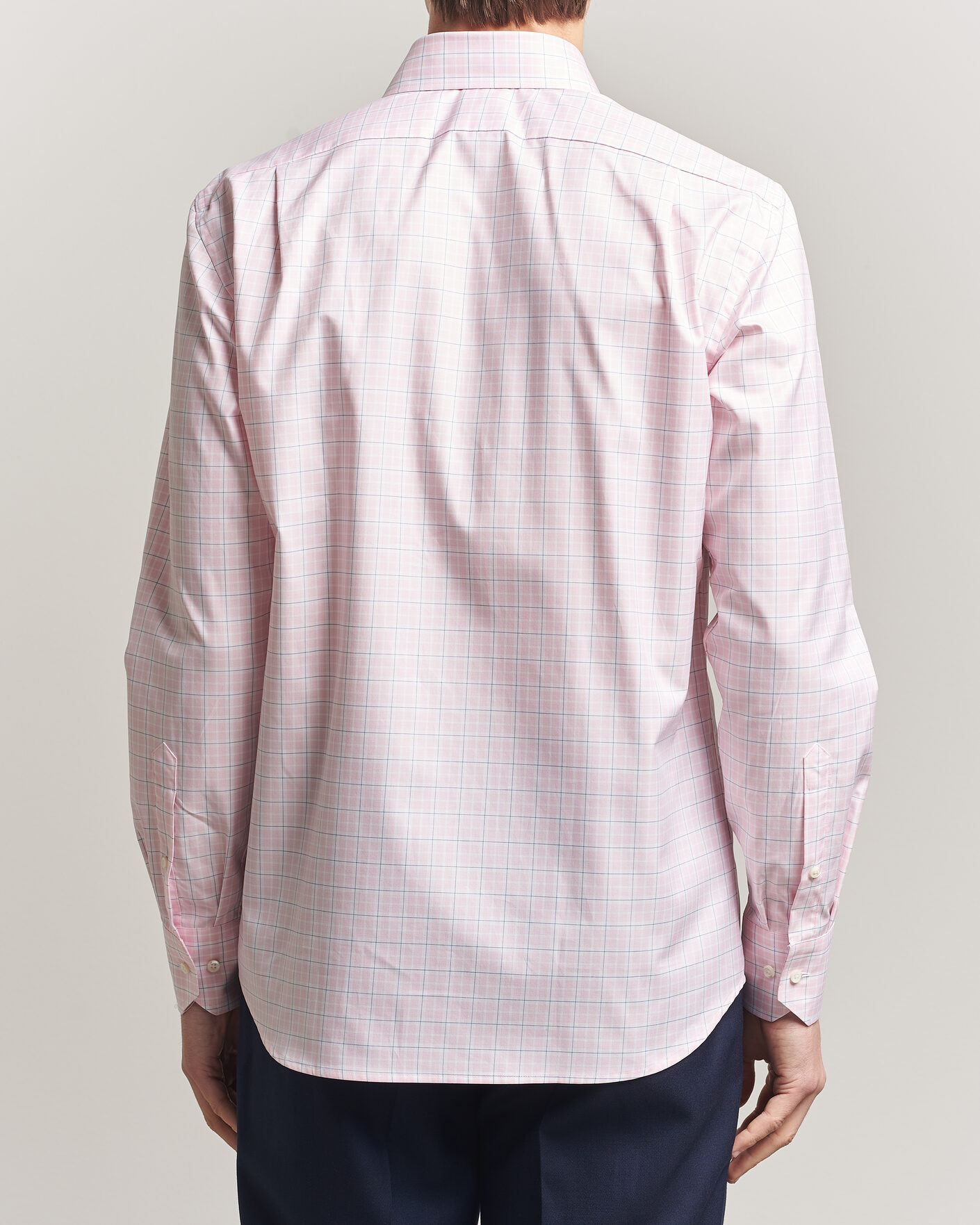 Herren | Hemden | Stenströms | Regular Fit Over Check Cotton Shirt Pink