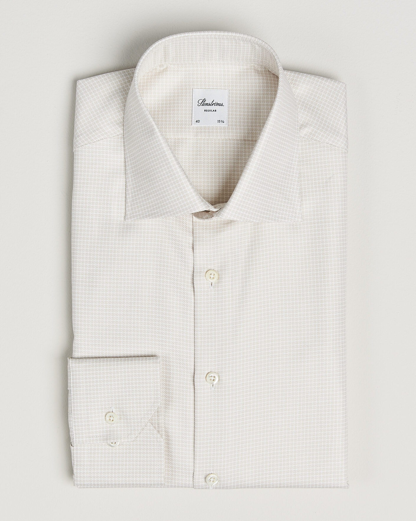 Herren | Hemden | Stenströms | Regular Fit Micro Structure Shirt Beige