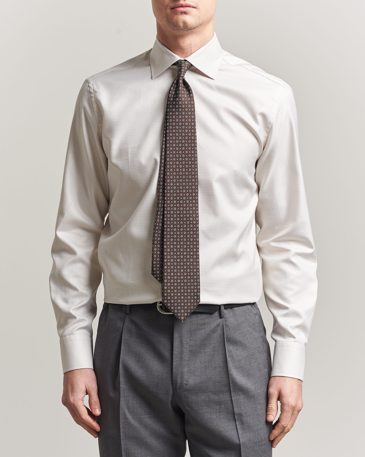 Herren | Hemden | Stenströms | Regular Fit Micro Structure Shirt Beige