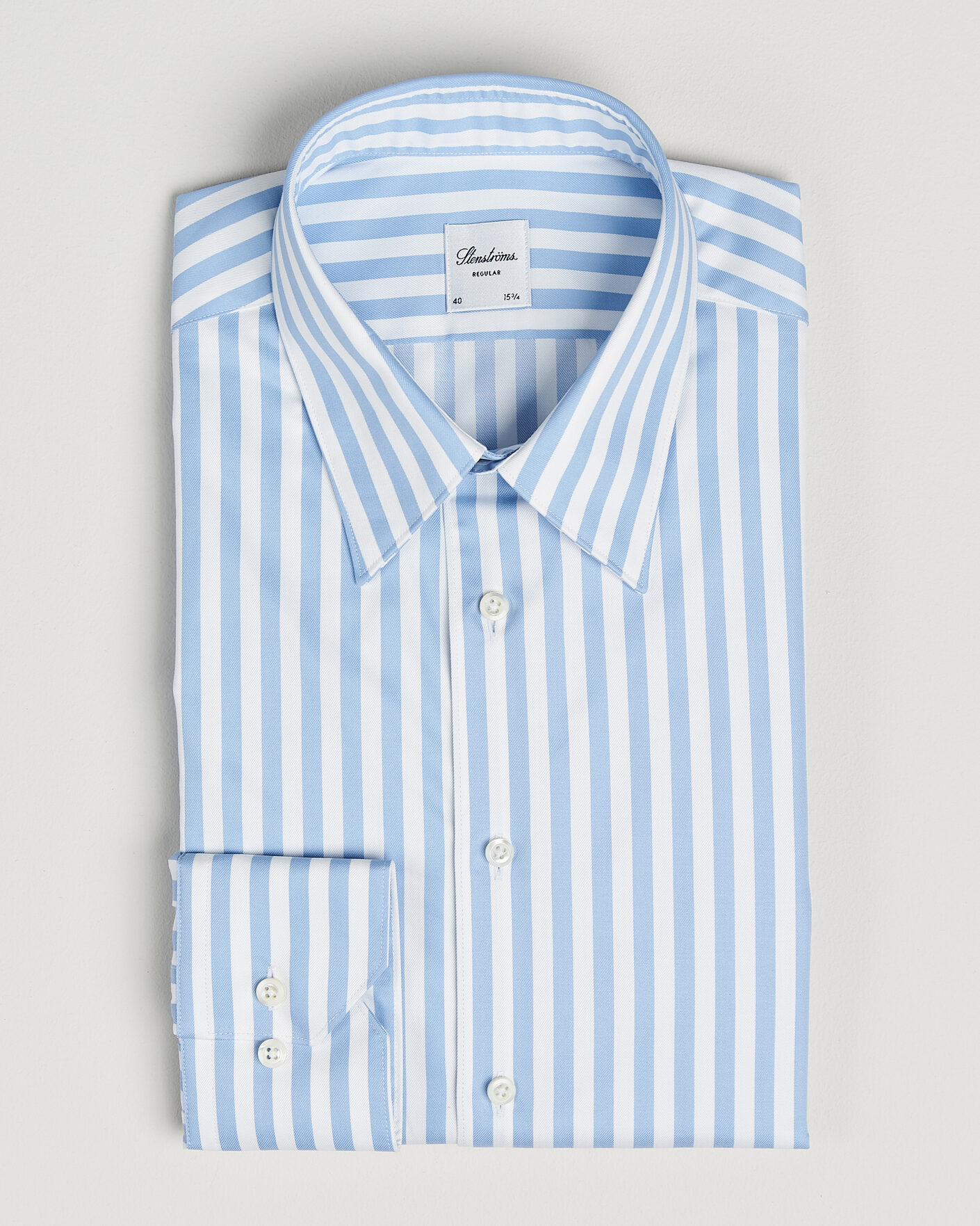 Herren | Hemden | Stenströms | Regular Fit Striped Pointed Collar Shirt Blue