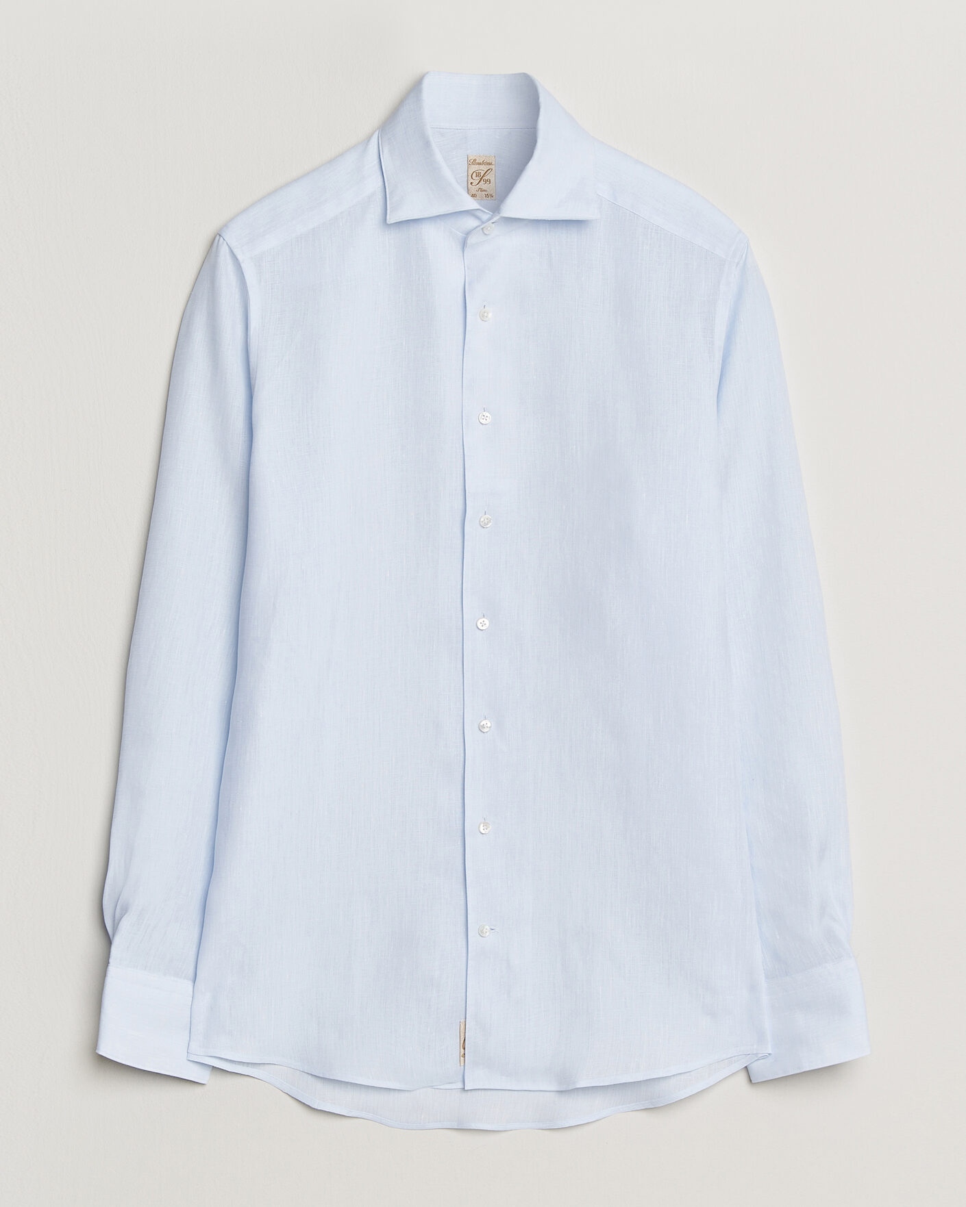 Herren | Hemden | Stenströms | 1899 Linen One Piece Collar Shirt Light Blue
