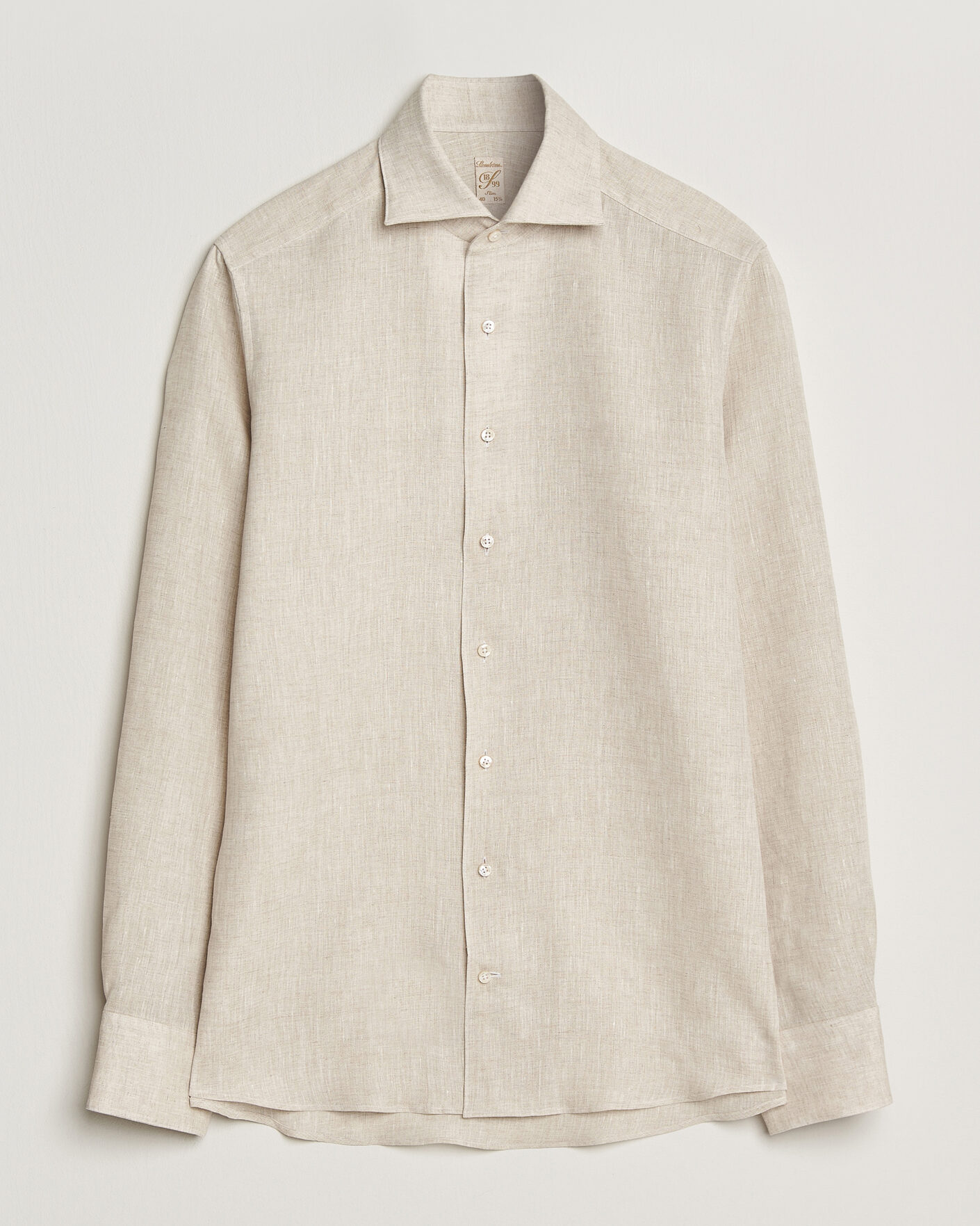 Herren | Hemden | Stenströms | 1899 Linen One Piece Collar Shirt Beige