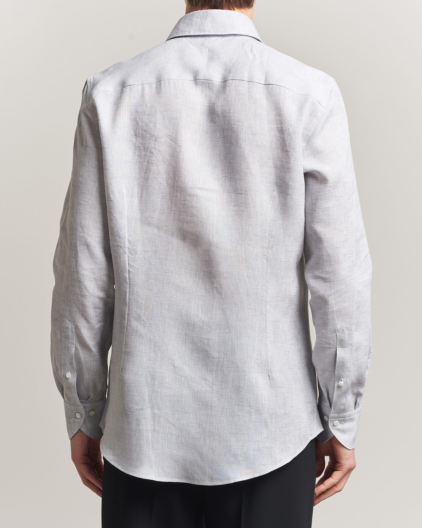 Herren | Hemden | Stenströms | 1899 Linen One Piece Collar Shirt Grey