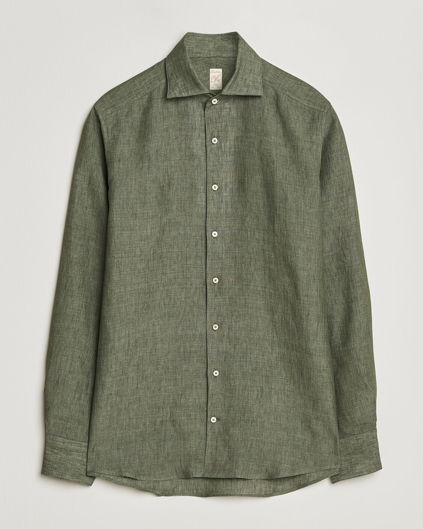 Herren | Hemden | Stenströms | 1899 Linen One Piece Collar Shirt Olive