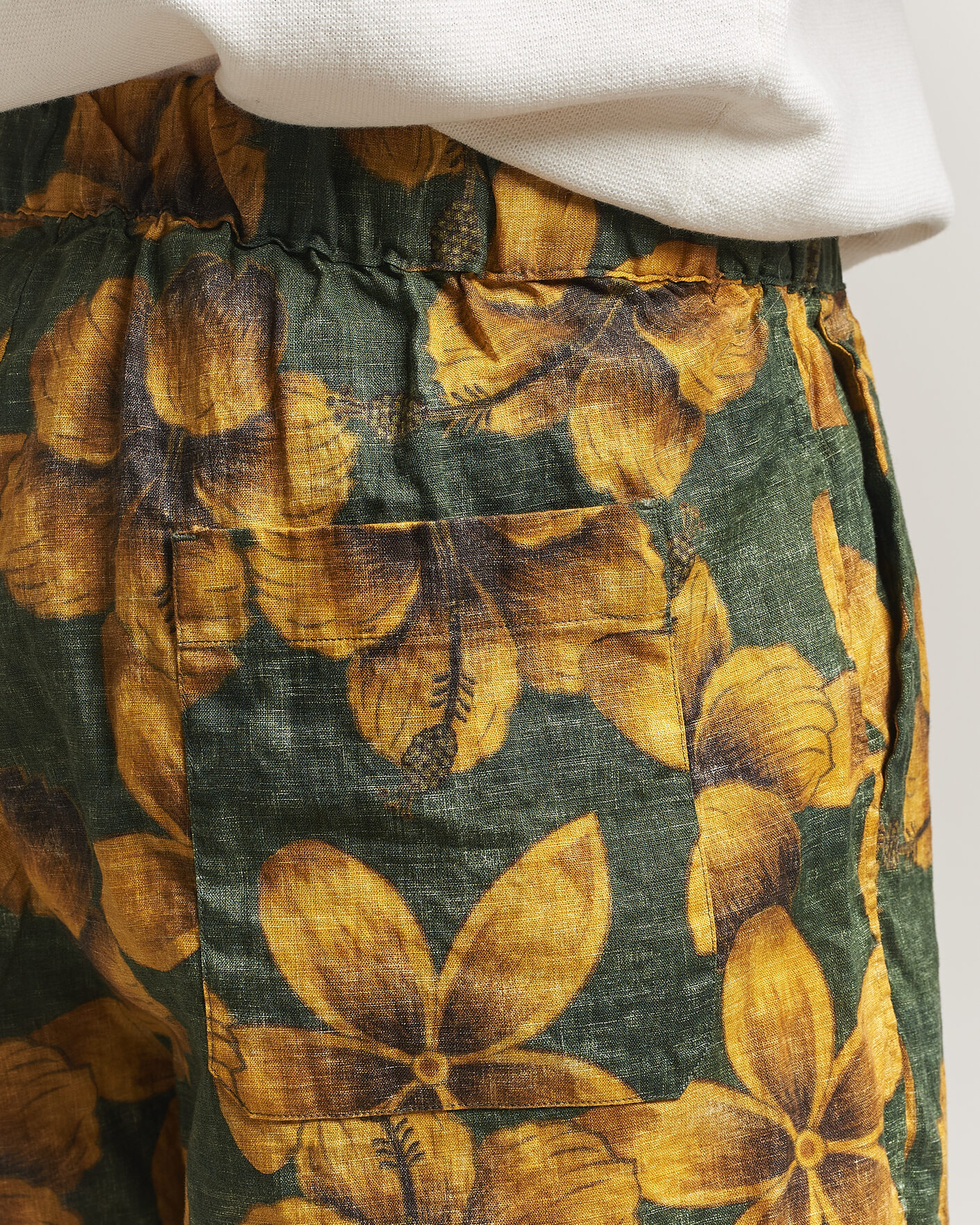 Herren | Shorts | Stenströms | Flower Printed Linen Shorts Green