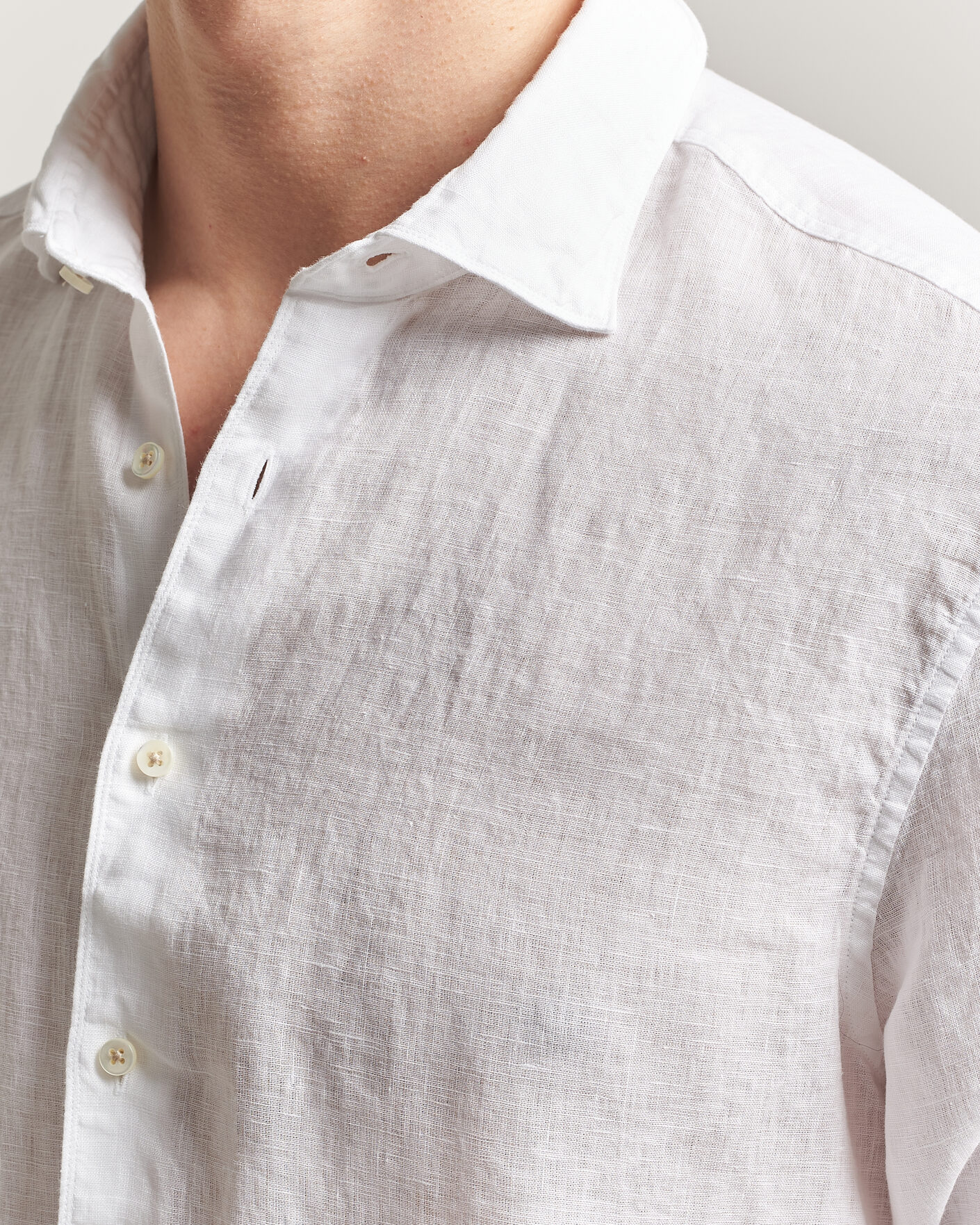 Herren | Hemden | Stenströms | Regular Fit Cut Away Linen Shirt White