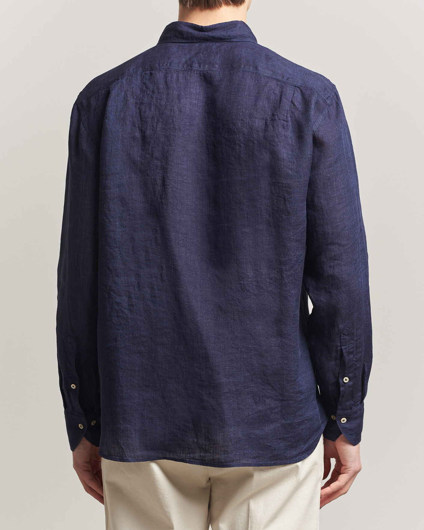 Herren | Hemden | Stenströms | Regular Fit Cut Away Linen Shirt Navy
