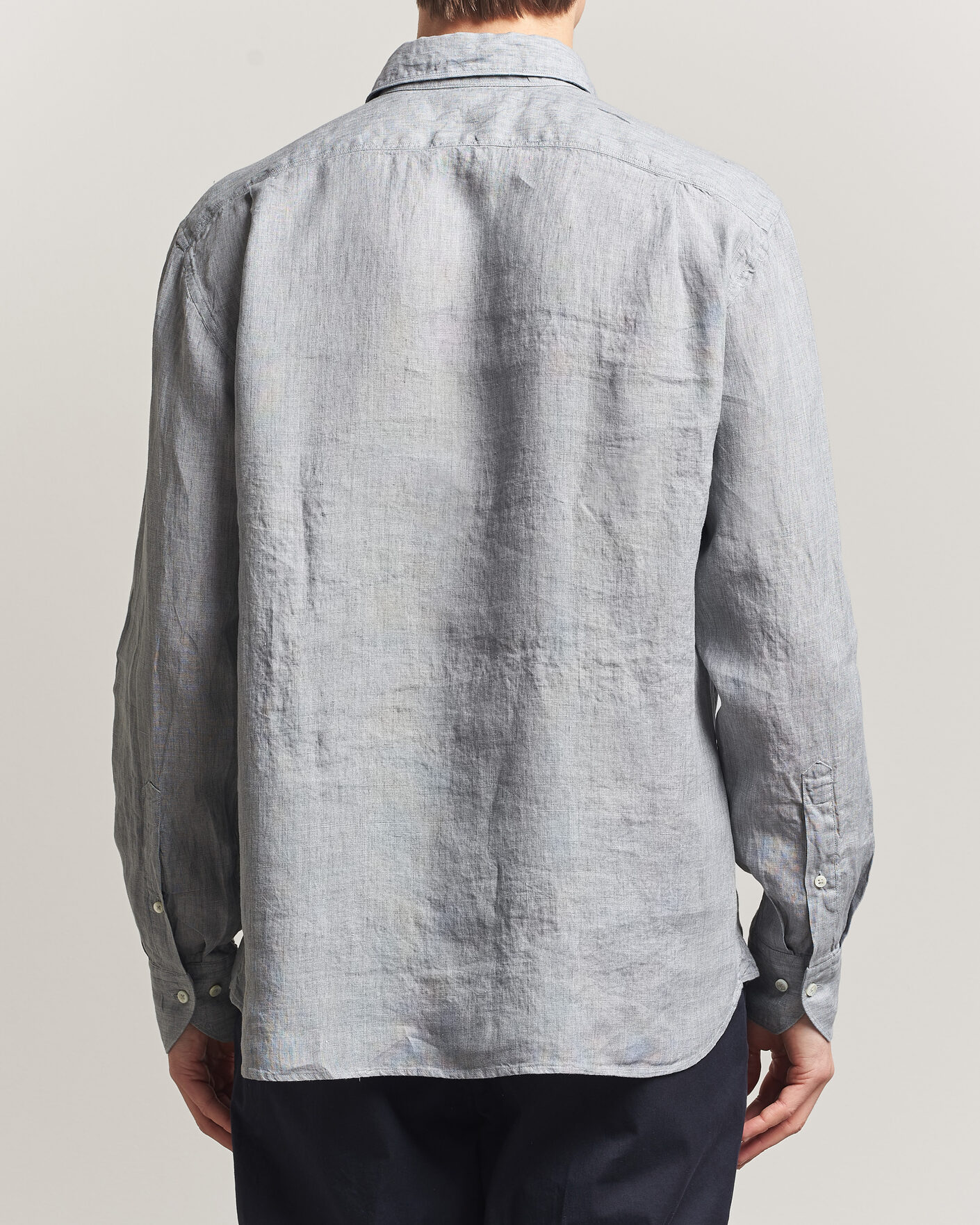 Herren | Hemden | Stenströms | Regular Fit Cut Away Linen Shirt Grey