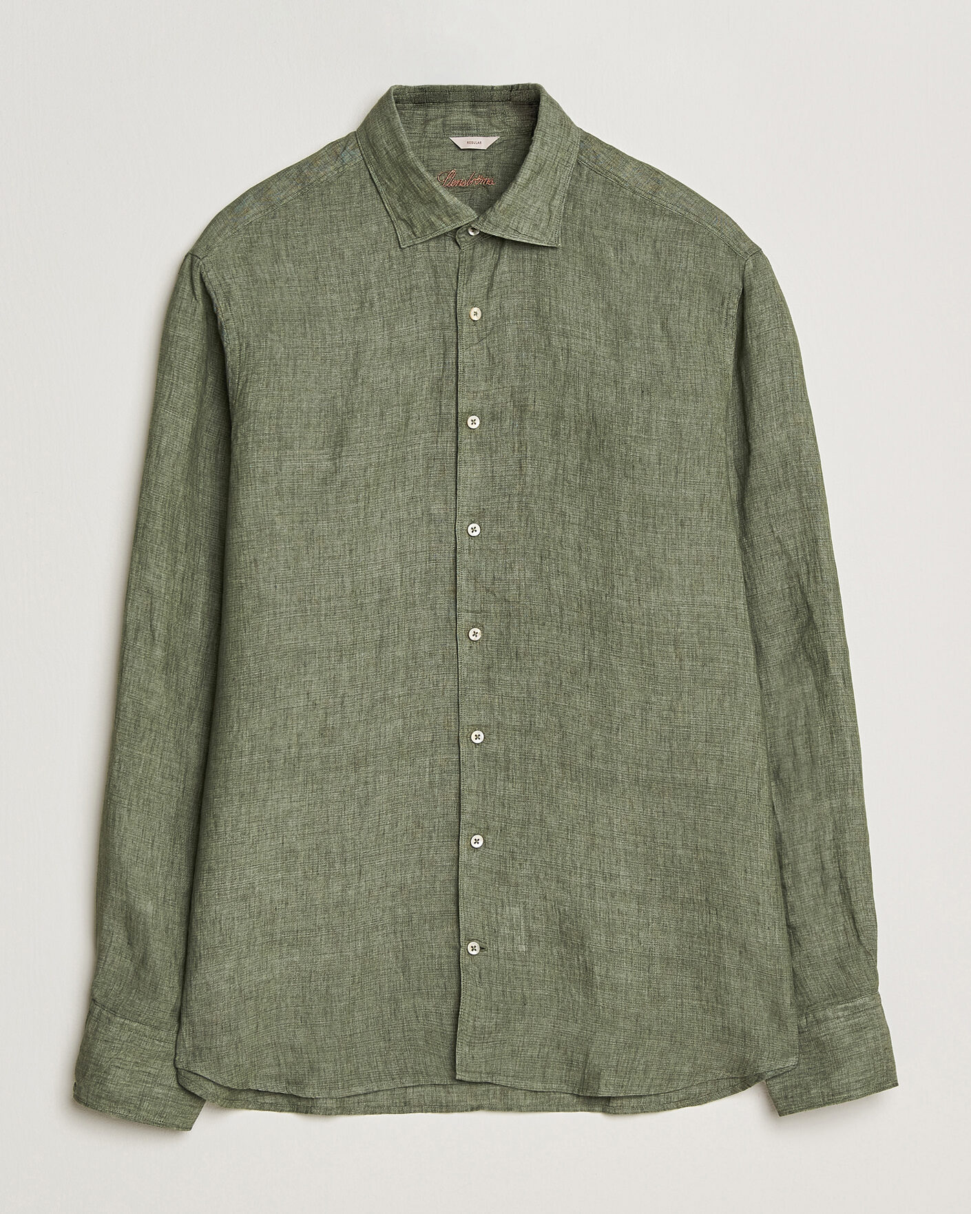 Herren | Hemden | Stenströms | Regular Fit Cut Away Linen Shirt Green