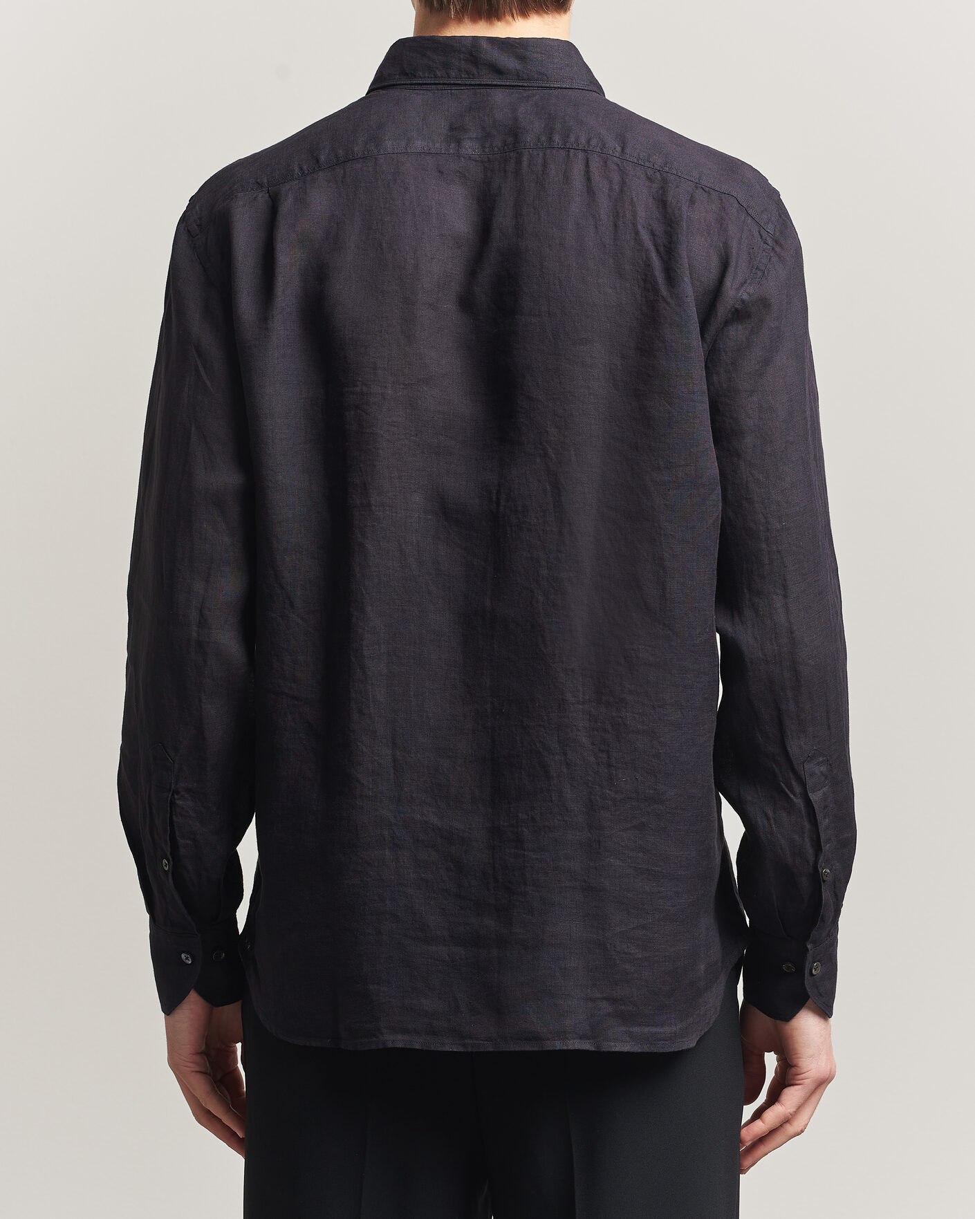 Herren | Hemden | Stenströms | Regular Fit Cut Away Linen Shirt Black