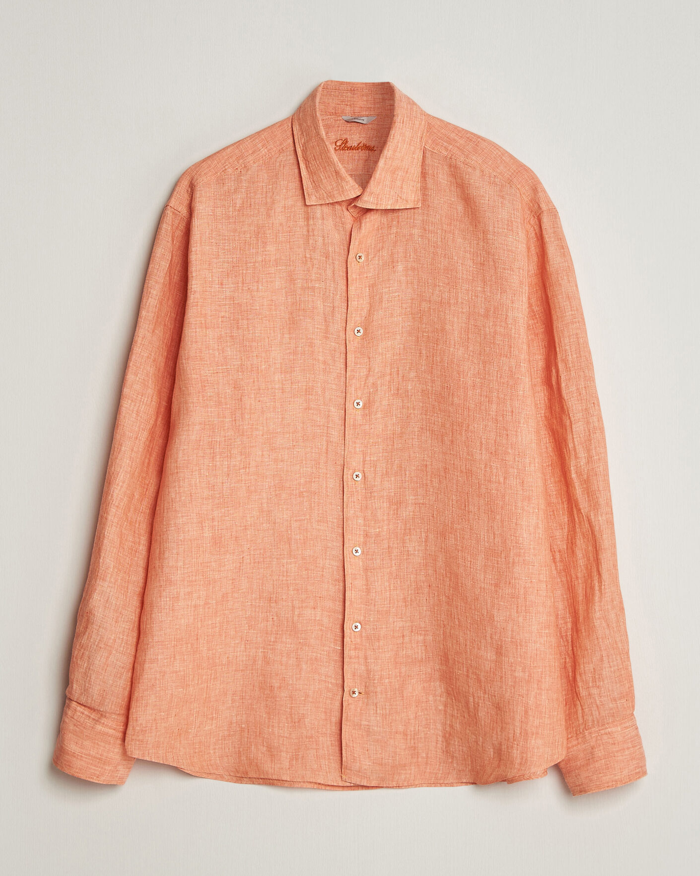 Herren | Hemden | Stenströms | Regular Fit Cut Away Linen Shirt Orange