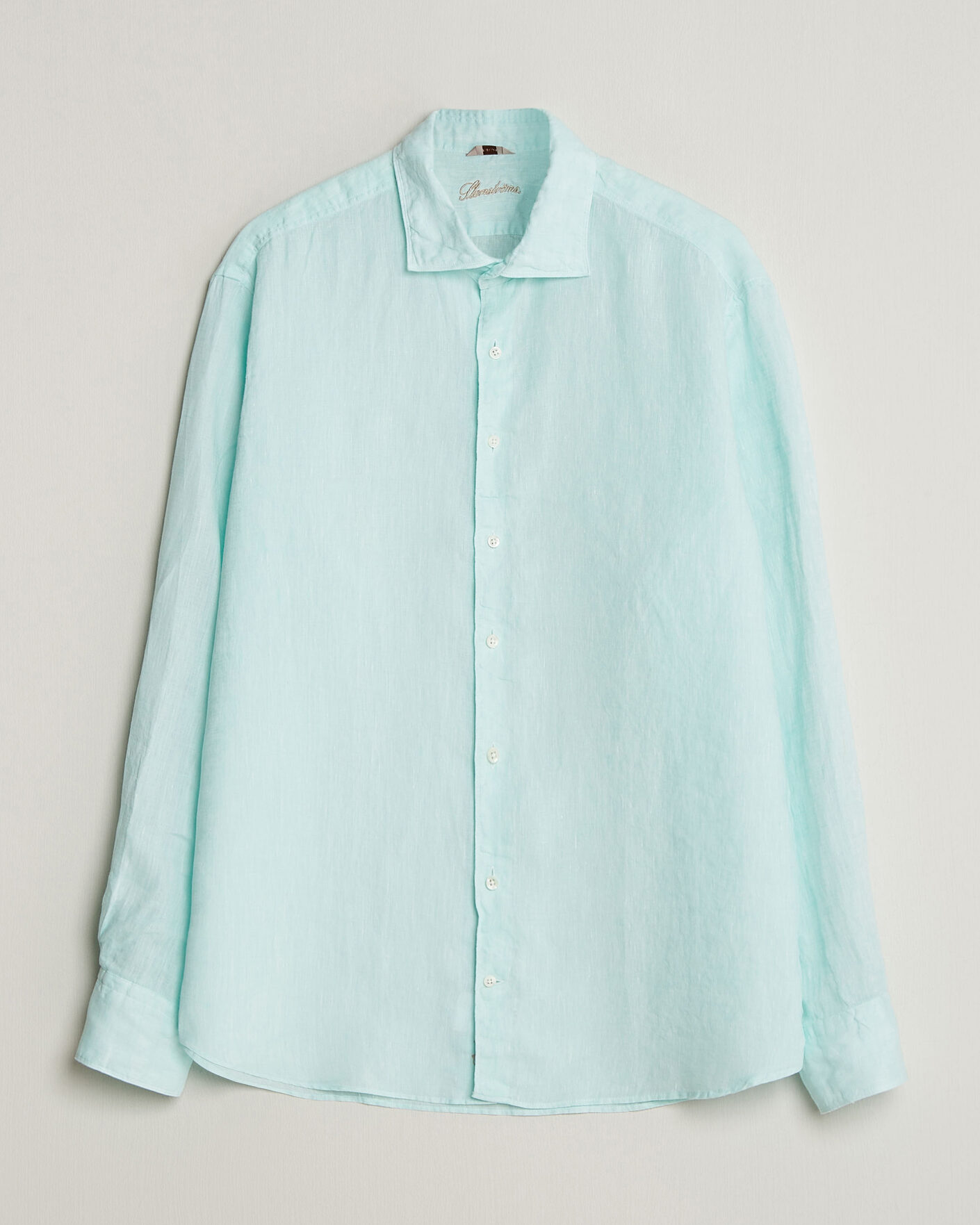 Herren | Hemden | Stenströms | Regular Fit Cut Away Linen Shirt Mint