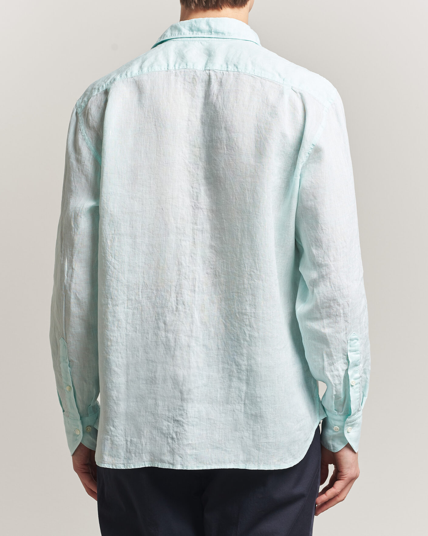 Herren | Hemden | Stenströms | Regular Fit Cut Away Linen Shirt Mint