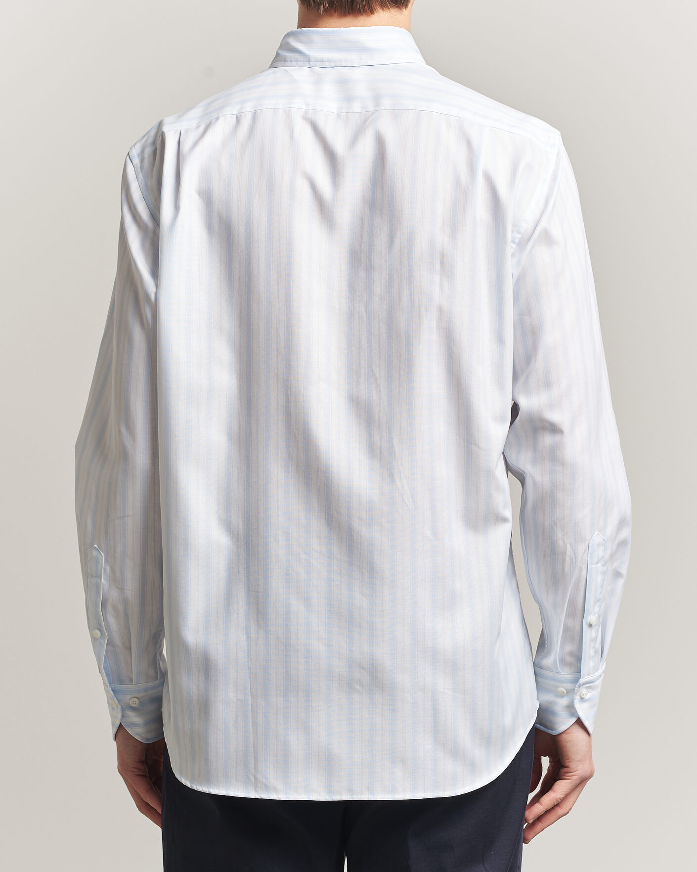 Herren | Hemden | Stenströms | Regular Fit Striped Oxford Shirt Light Blue