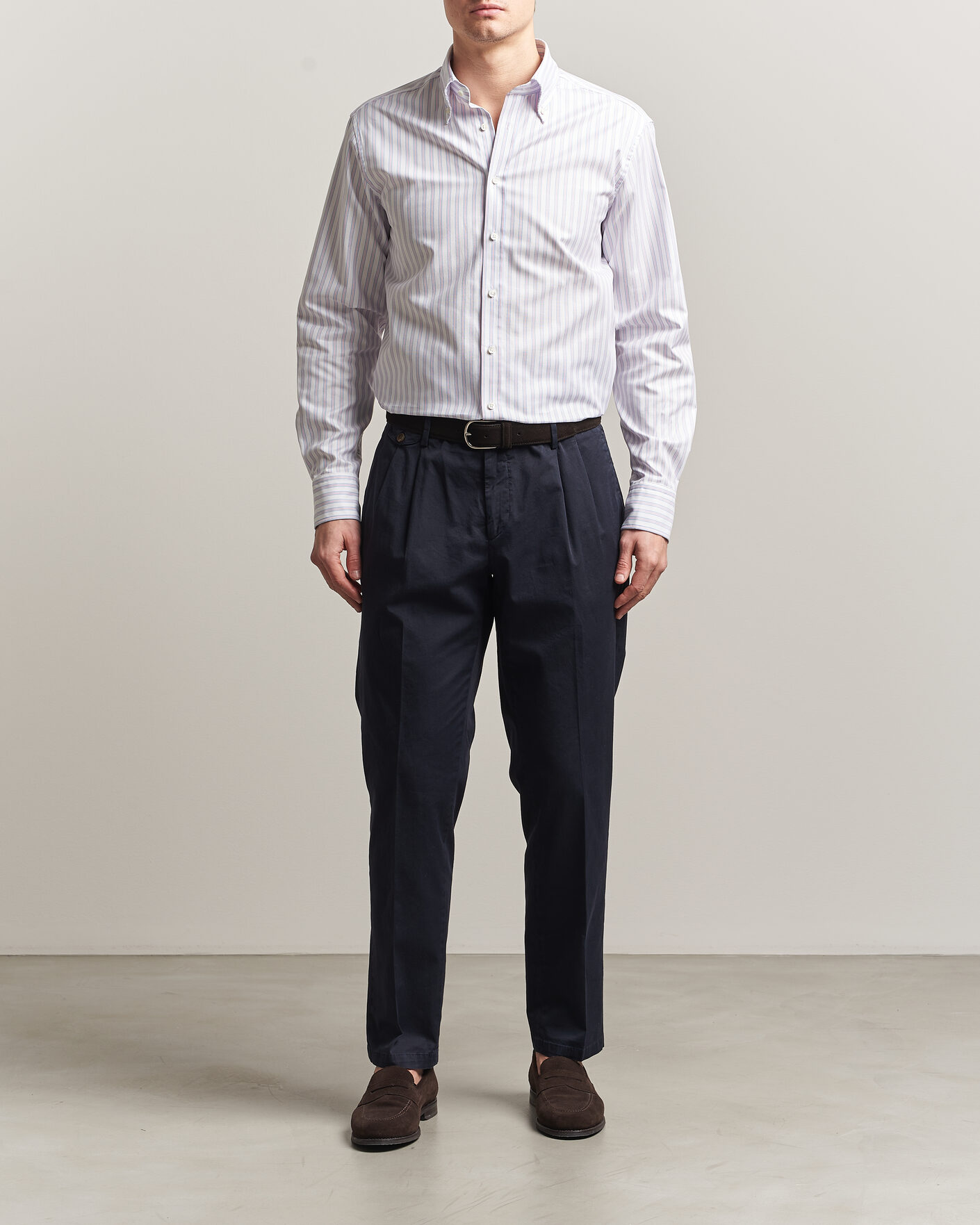Herren | Hemden | Stenströms | Regular Fit Multi Striped Oxford Shirt Blue/Pink