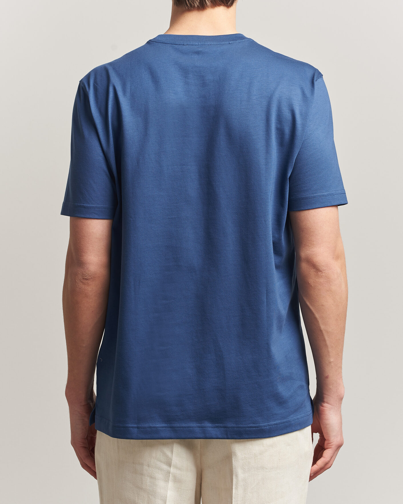 Herren | T-Shirts | Eton | Supima Cotton Crew Neck T-Shirt Mid Blue