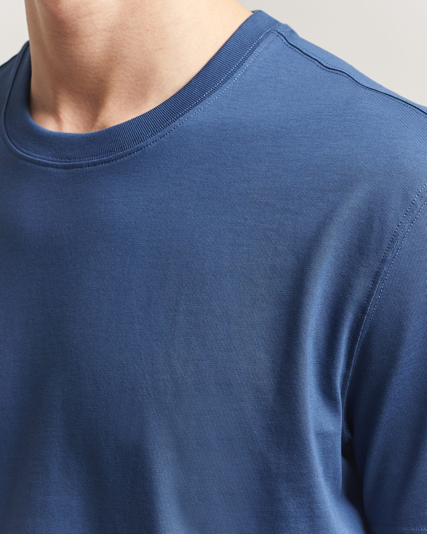 Herren | T-Shirts | Eton | Supima Cotton Crew Neck T-Shirt Mid Blue