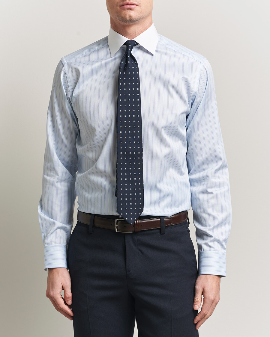 Herren | Hemden | Eton | Slim Fit Signature Twill Striped Shirt Light Blue