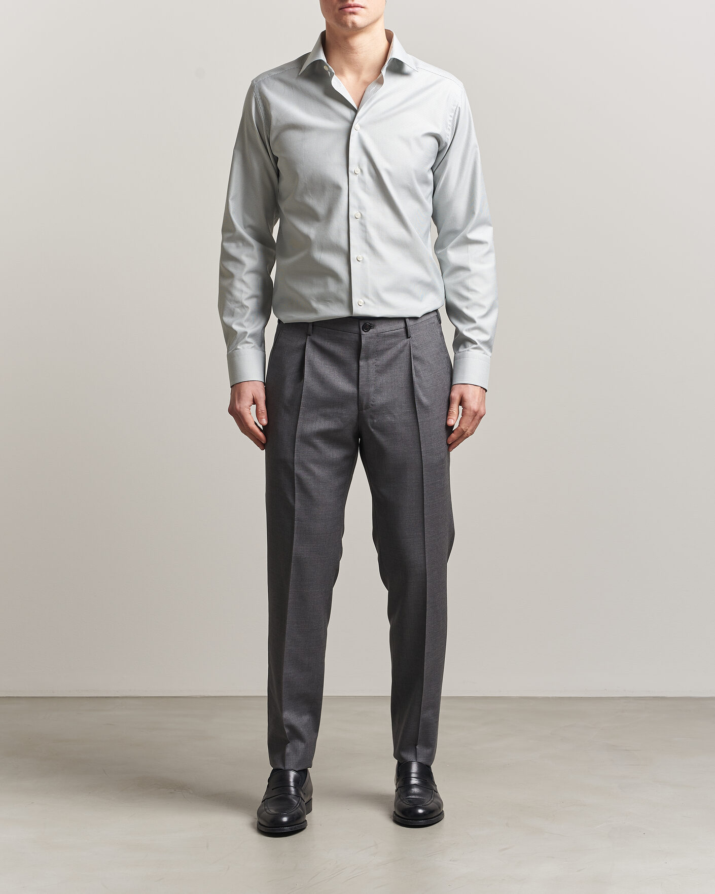 Herren | Hemden | Eton | Slim Fit Signature Twill Houndstooth Shirt Light Green
