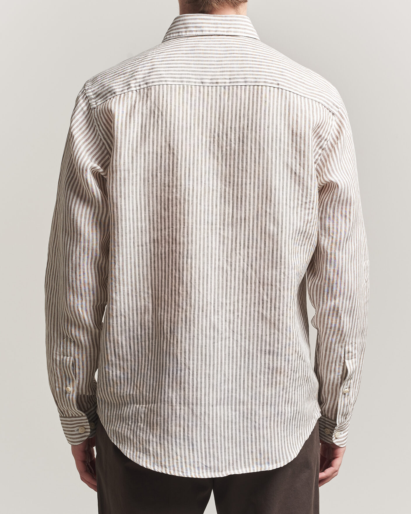 Herren | Hemden | Eton | Casual Fit Striped Linen Shirt Beige