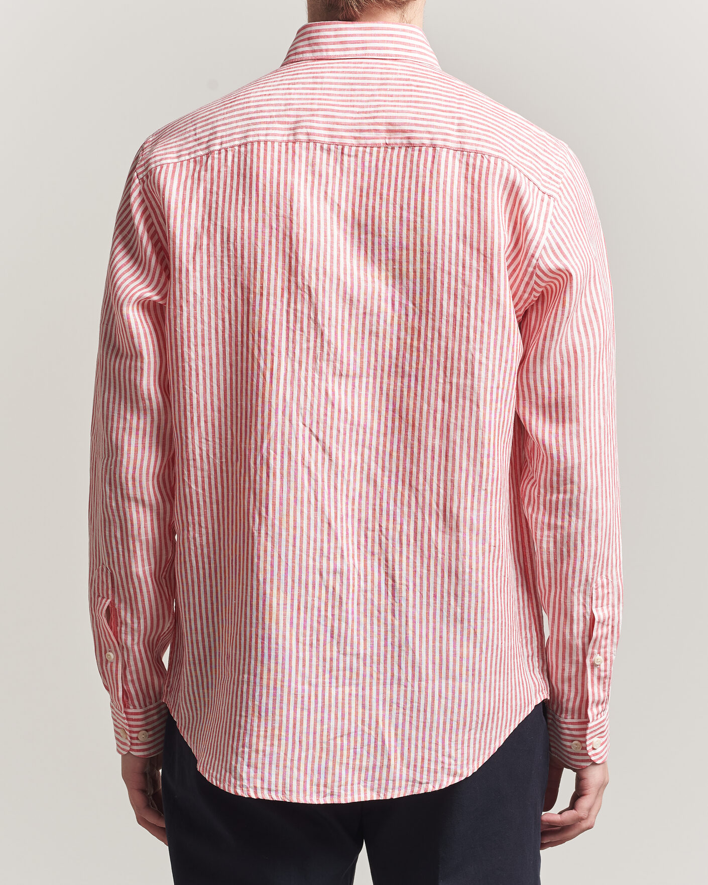 Herren | Hemden | Eton | Casual Fit Striped Linen Shirt Red