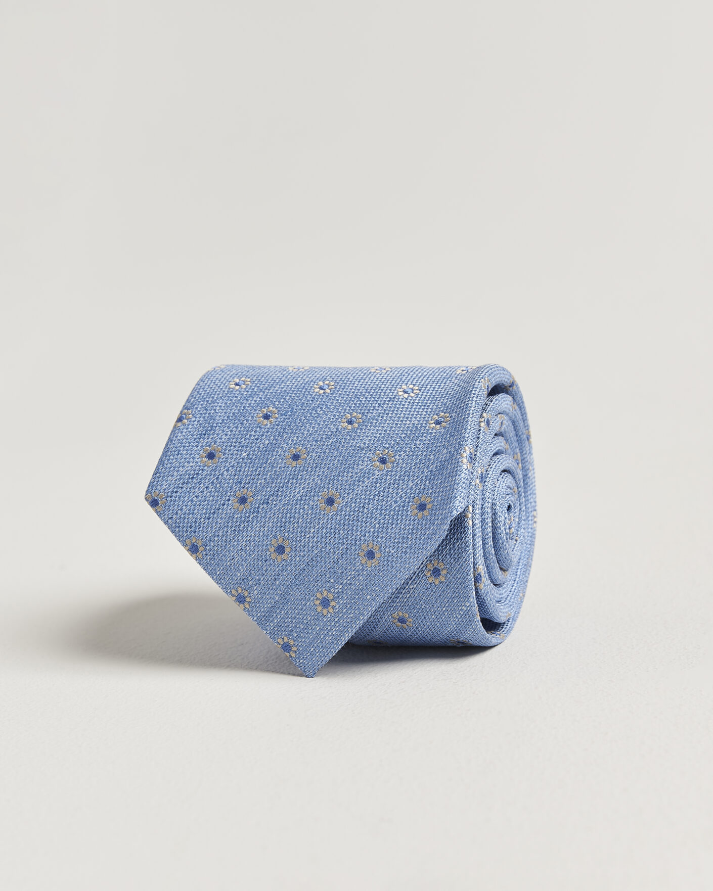 Herren | Krawatten | Eton | Floral Linen Silk Tie Light Blue