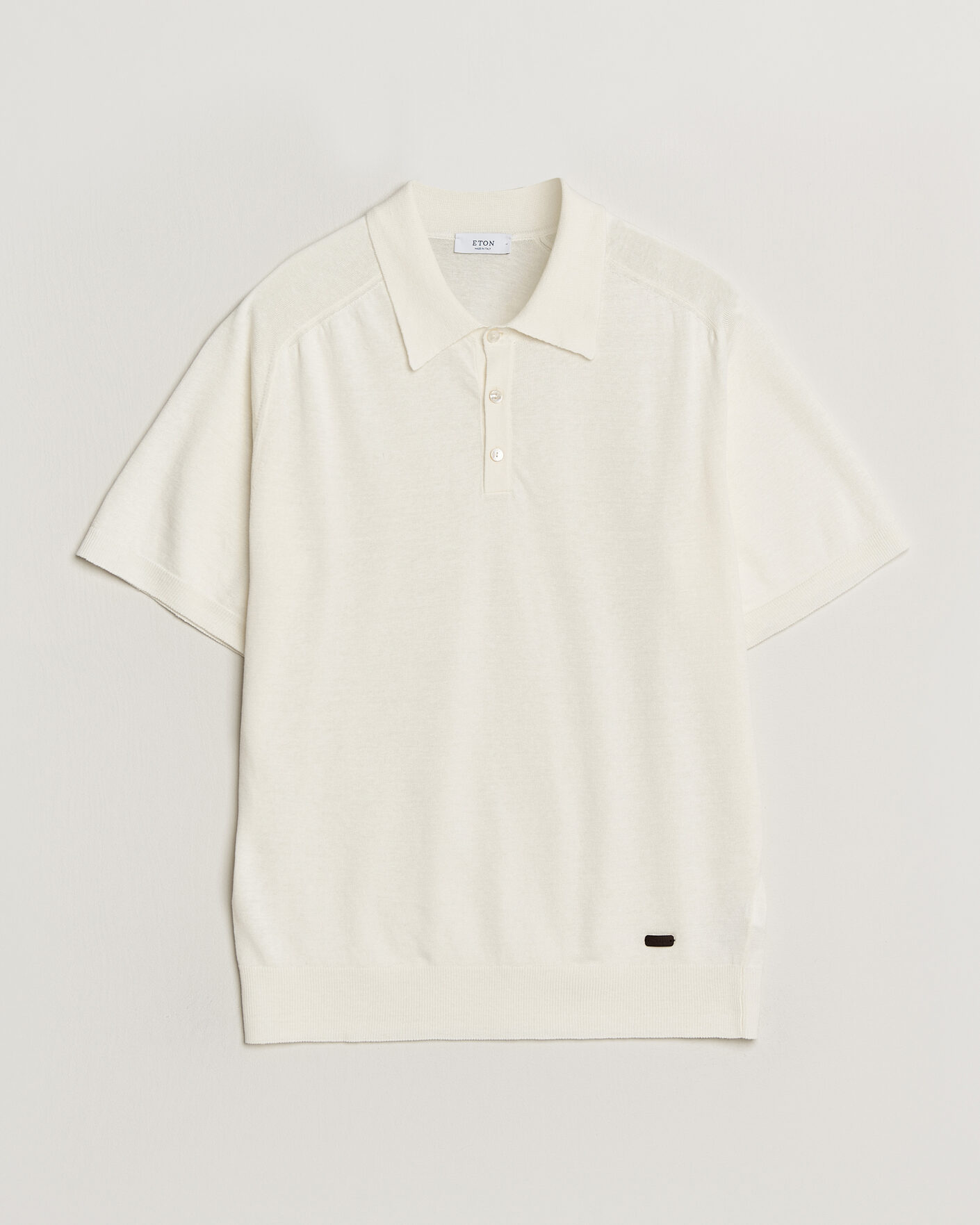 Herren | Poloshirts | Eton | Cotton Linen Fine Knit Polo White
