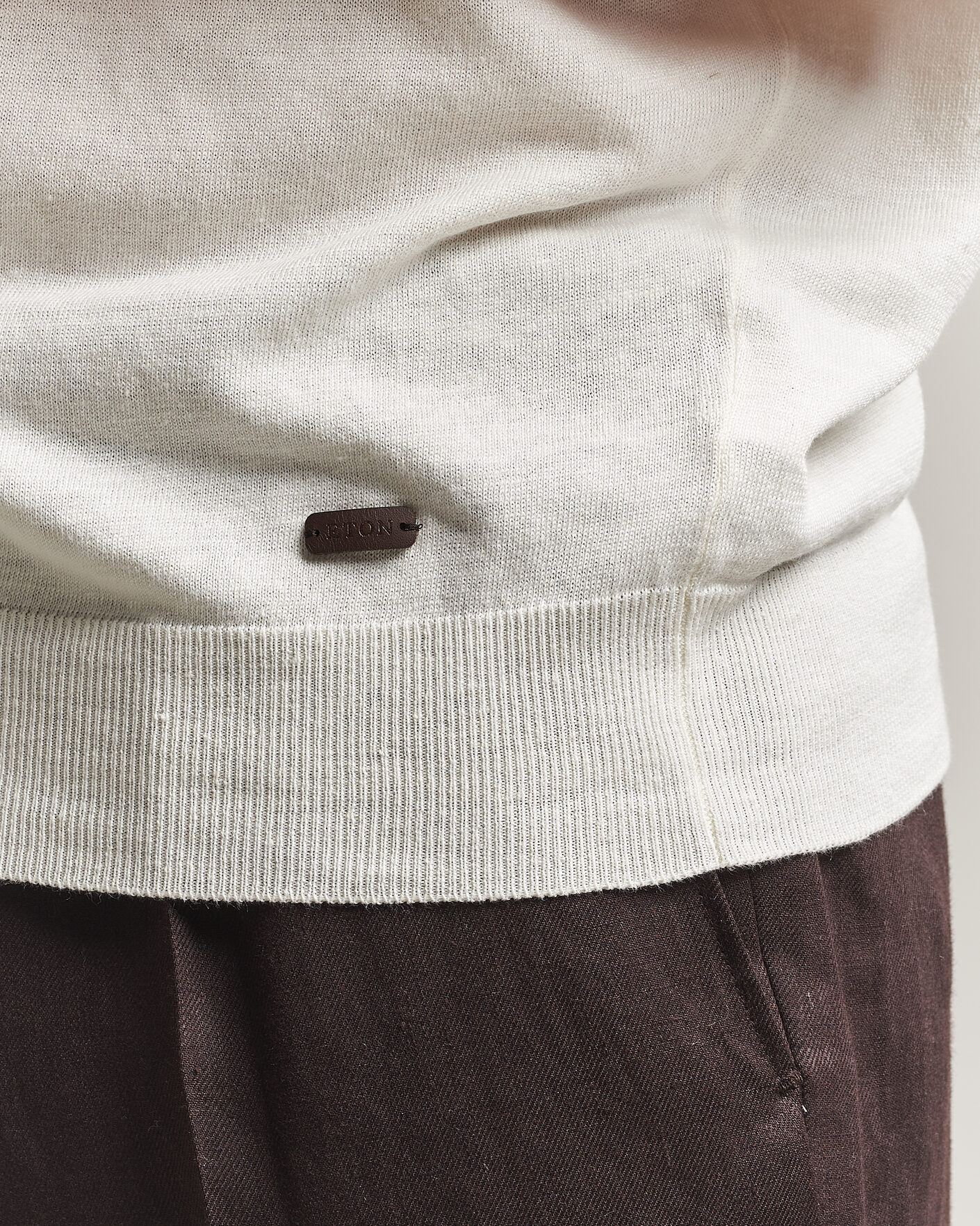 Herren | Poloshirts | Eton | Cotton Linen Fine Knit Polo White