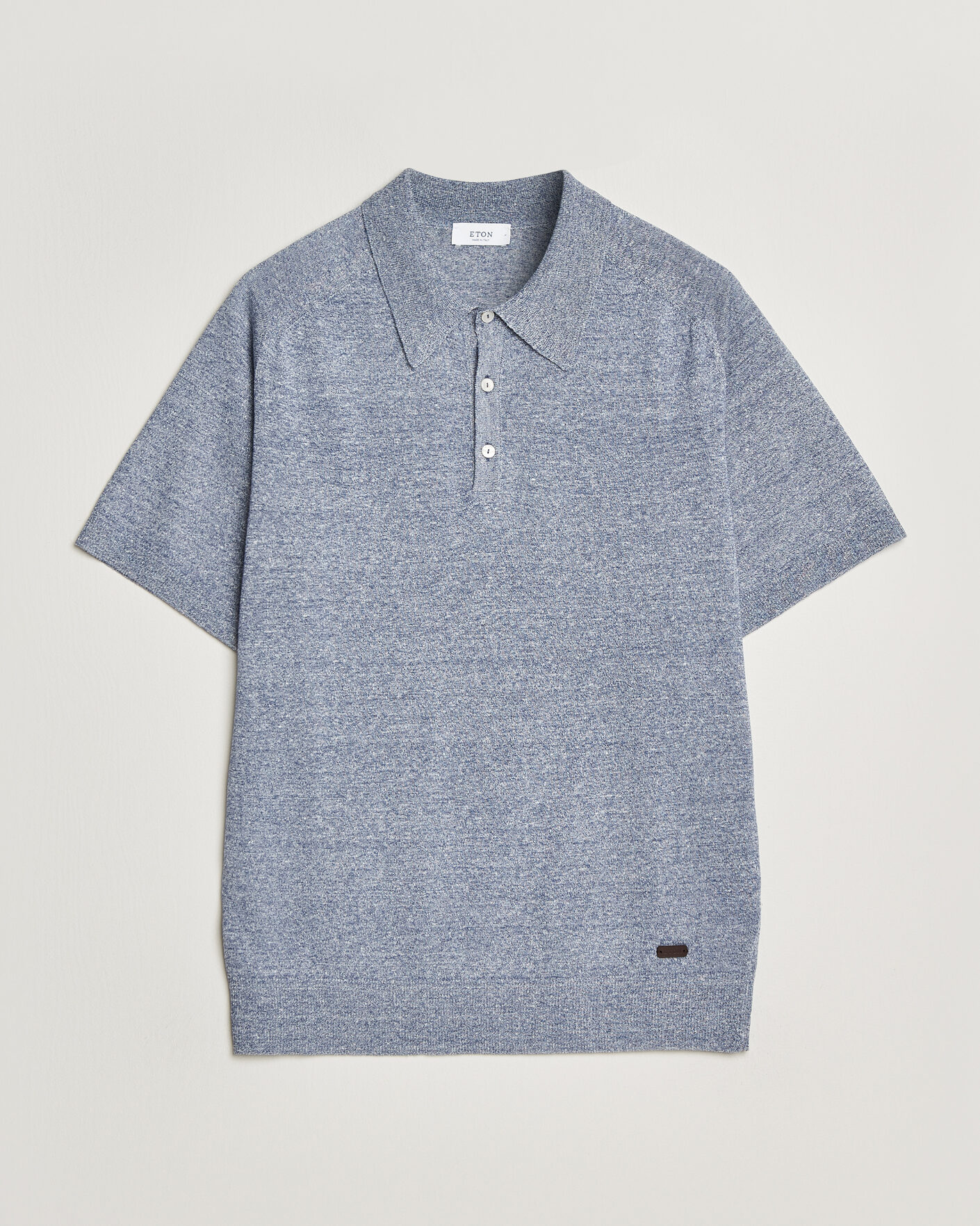 Herren | Poloshirts | Eton | Cotton Linen Fine Knit Polo Blue