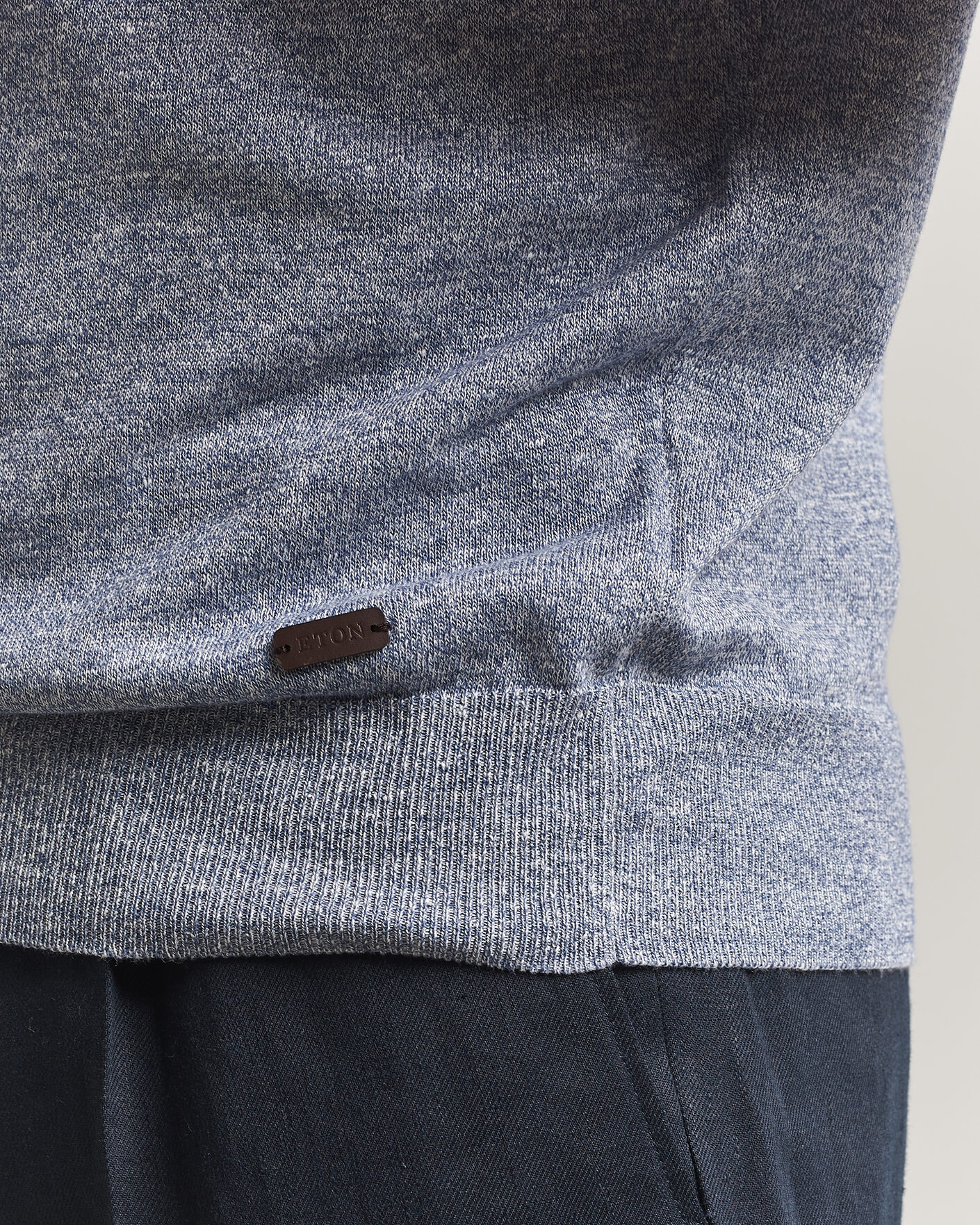 Herren | Poloshirts | Eton | Cotton Linen Fine Knit Polo Blue