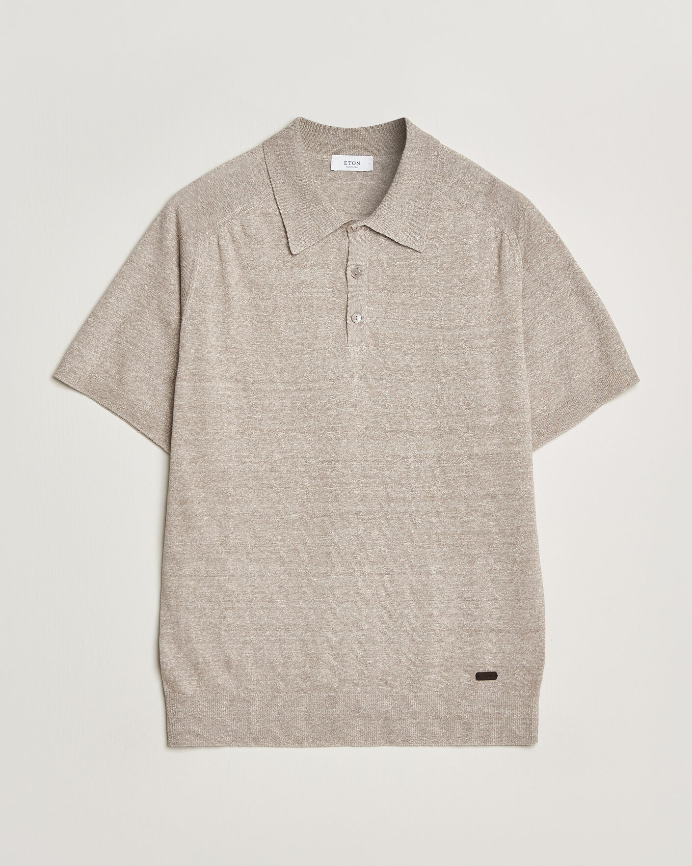 Herren | Poloshirts | Eton | Cotton Linen Fine Knit Polo Beige