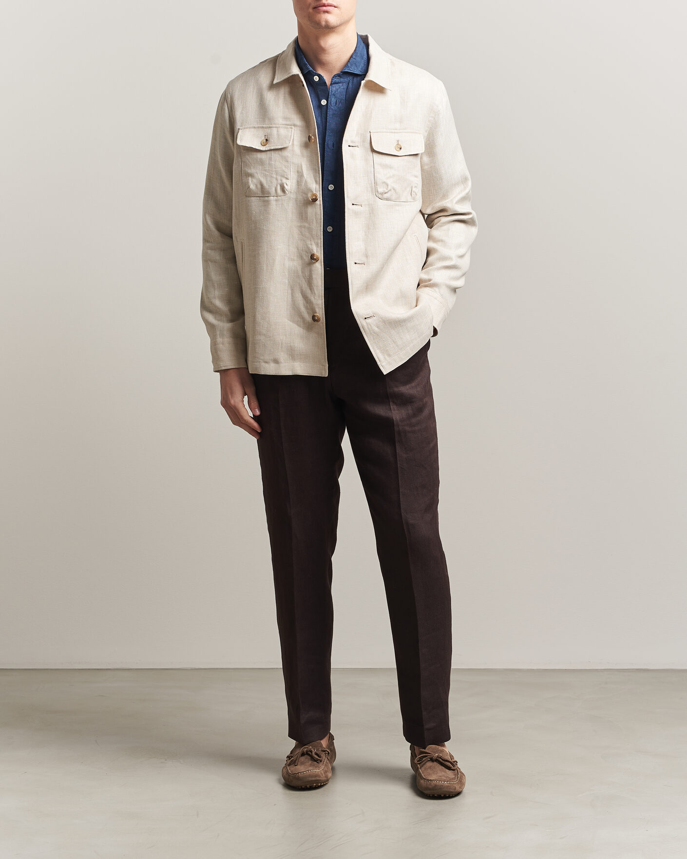 Herren | Jacken | Eton | Four Pocket Linen Lyocell Shirt Jacket Off White