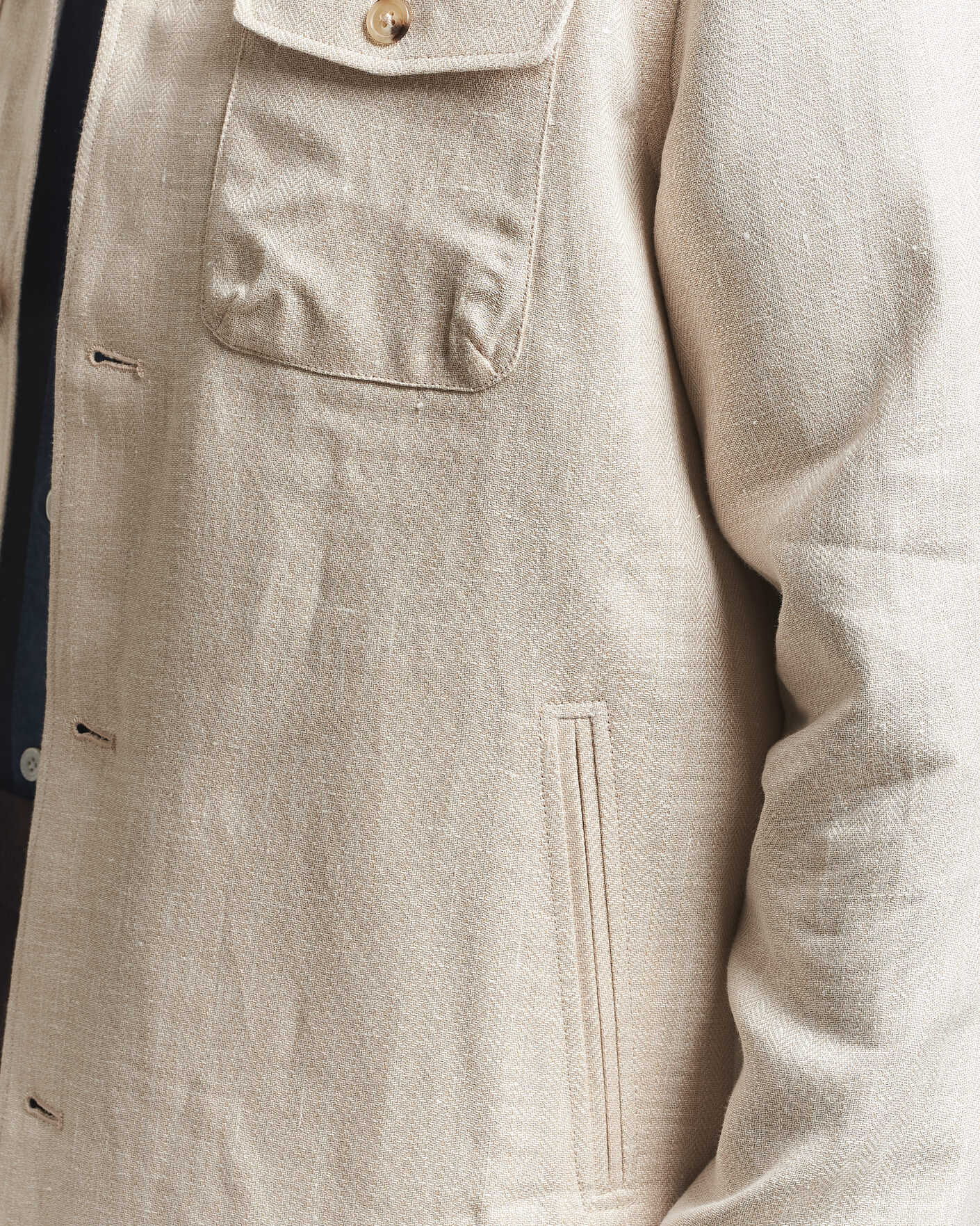 Herren | Jacken | Eton | Four Pocket Linen Lyocell Shirt Jacket Off White