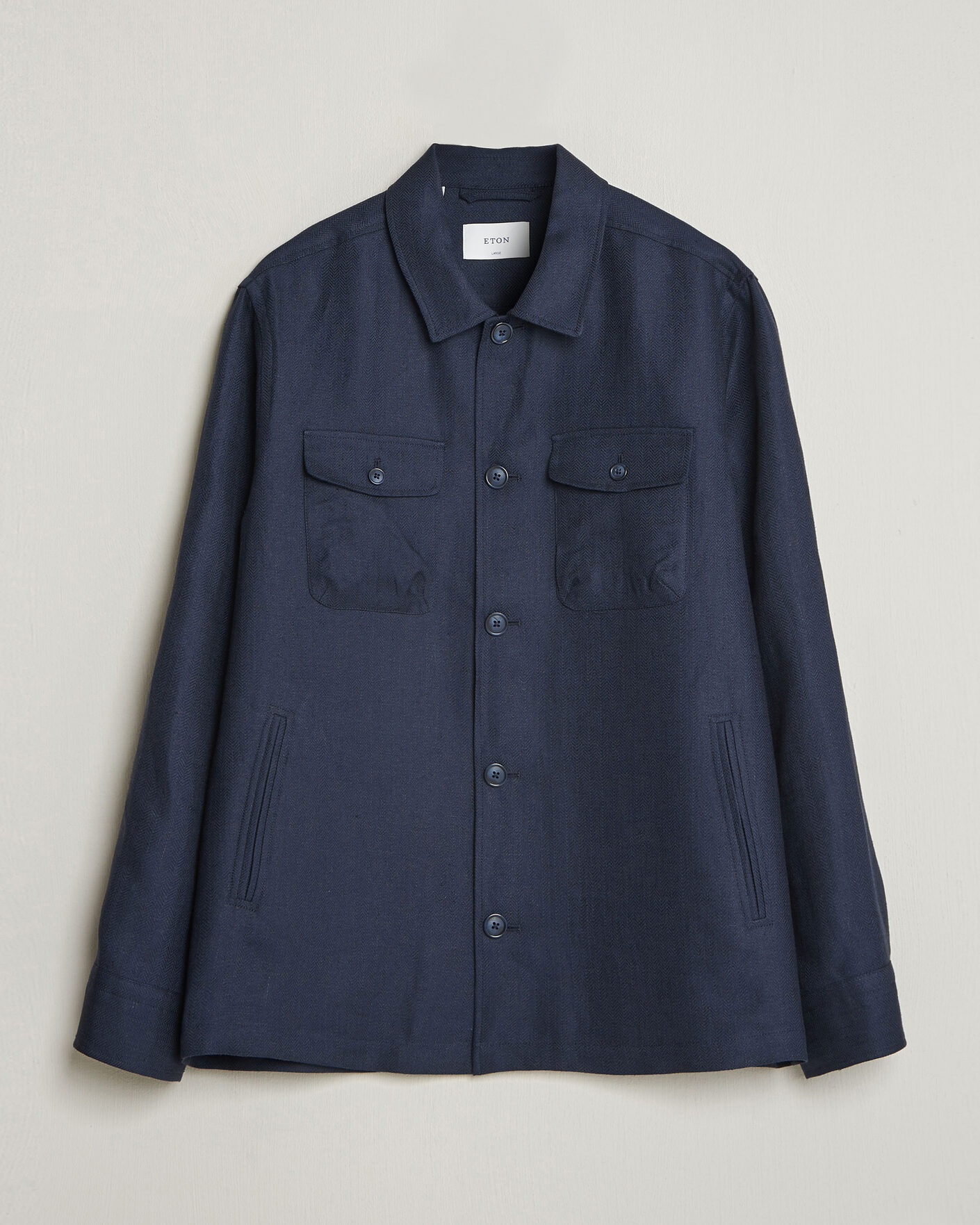 Herren | Jacken | Eton | Four Pocket Linen Lyocell Shirt Jacket Navy Blue